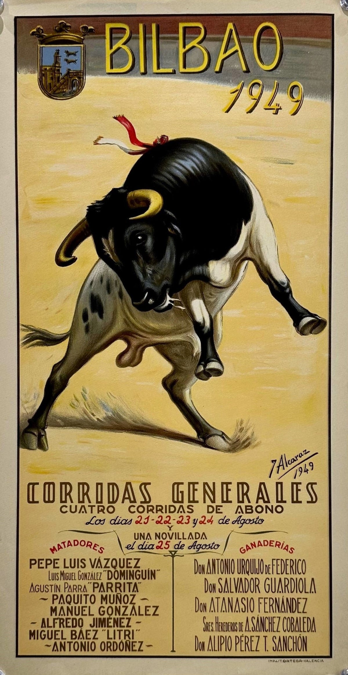 Bullfighting- Bilbao, Spain - Authentic Vintage Poster