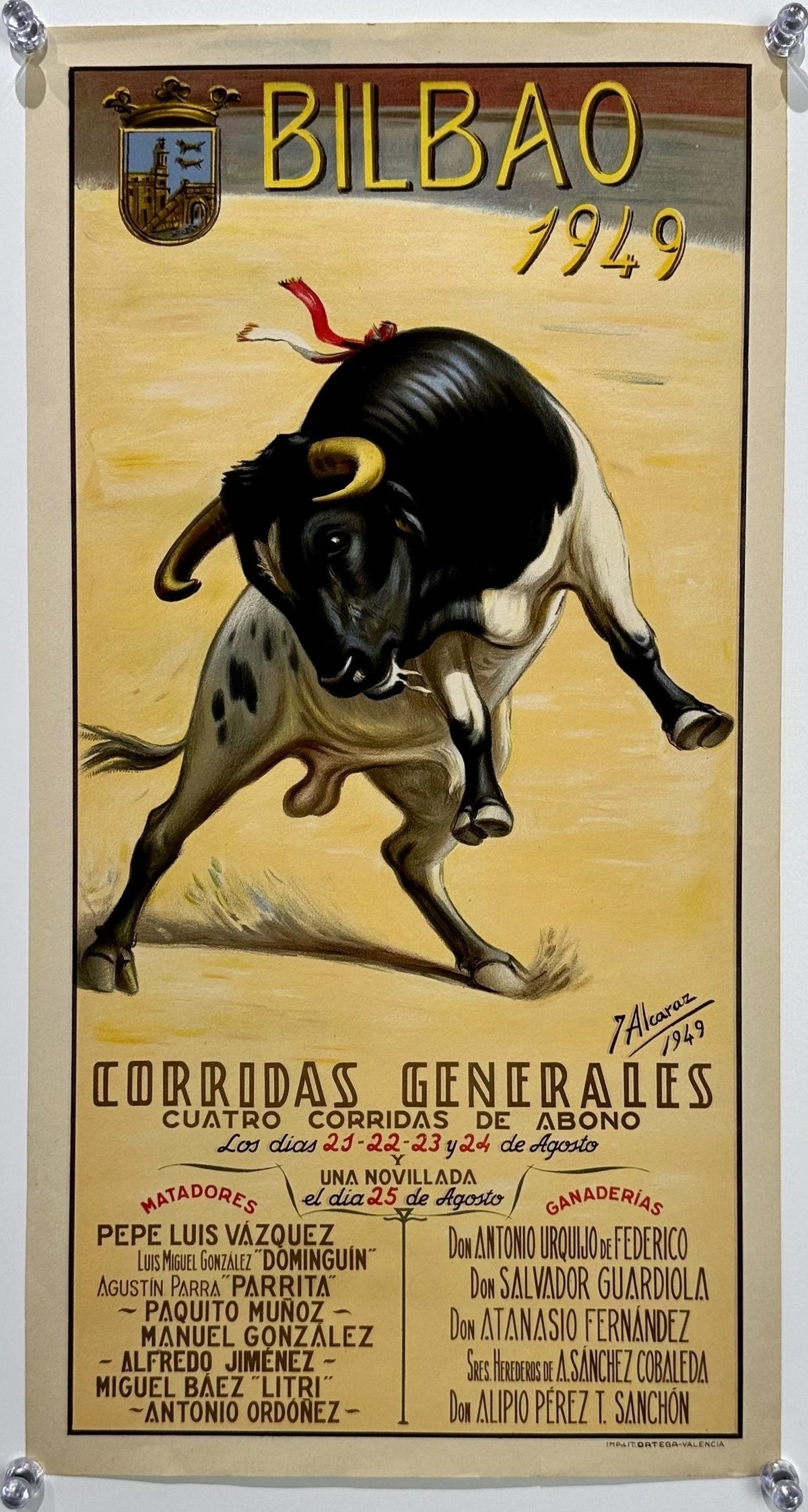 Bullfighting- Bilbao, Spain - Authentic Vintage Poster