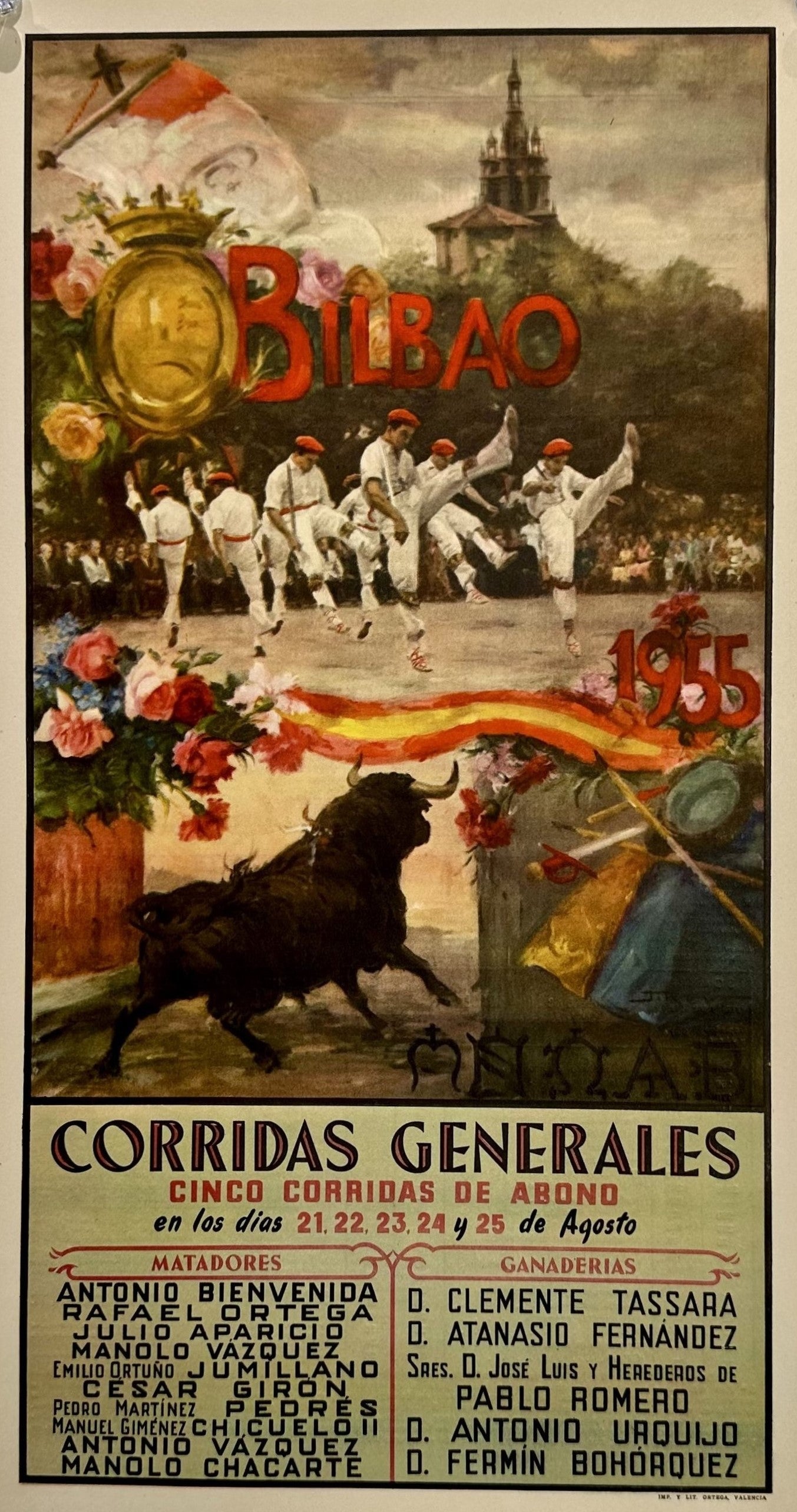 Bullfighting- Bilbao, Spain - Authentic Vintage Poster