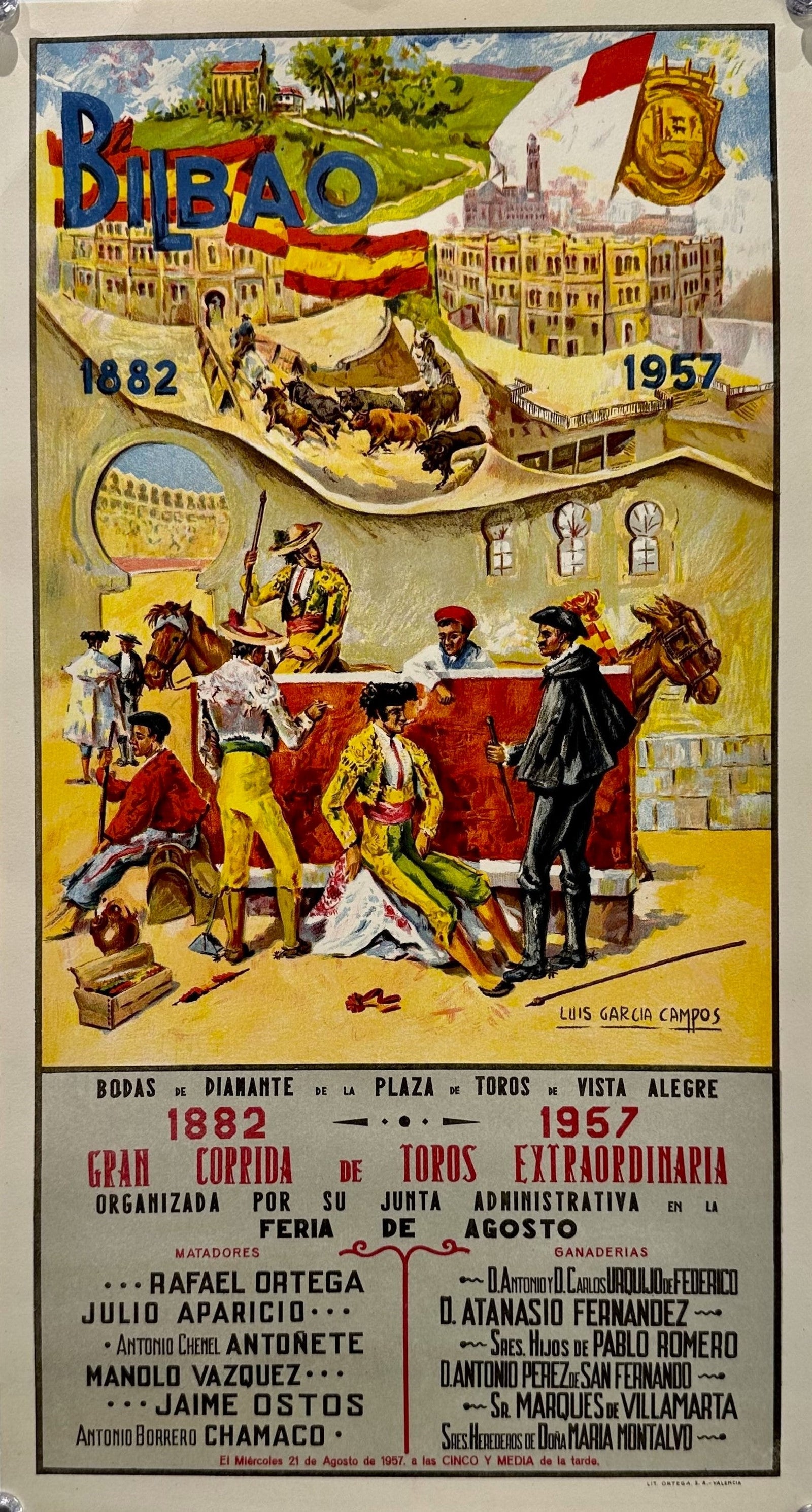 Bullfighting- Bilbao, Spain - Authentic Vintage Poster