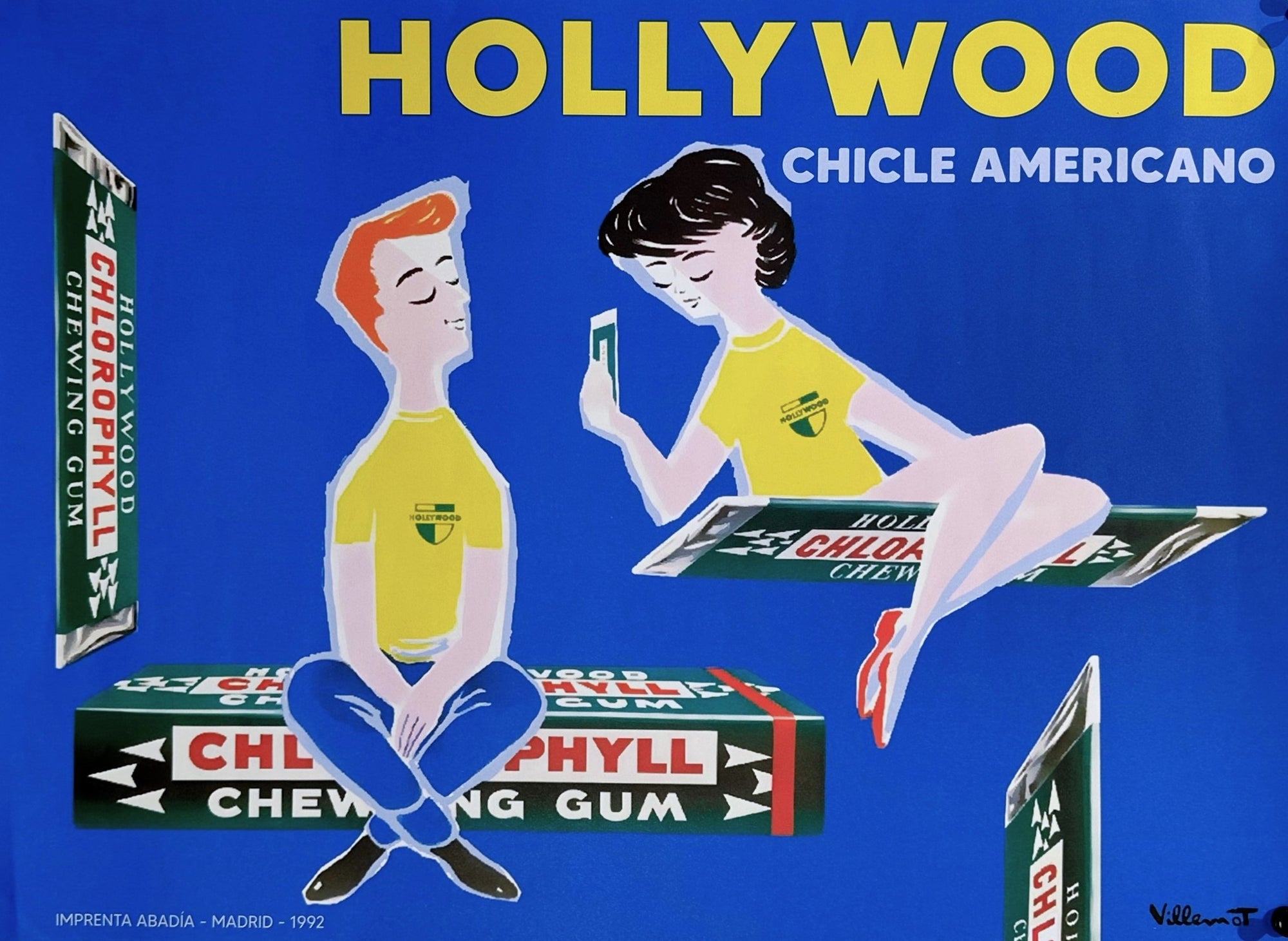 Hollywood- Chicle Americano by Villemot - Authentic Vintage Poster
