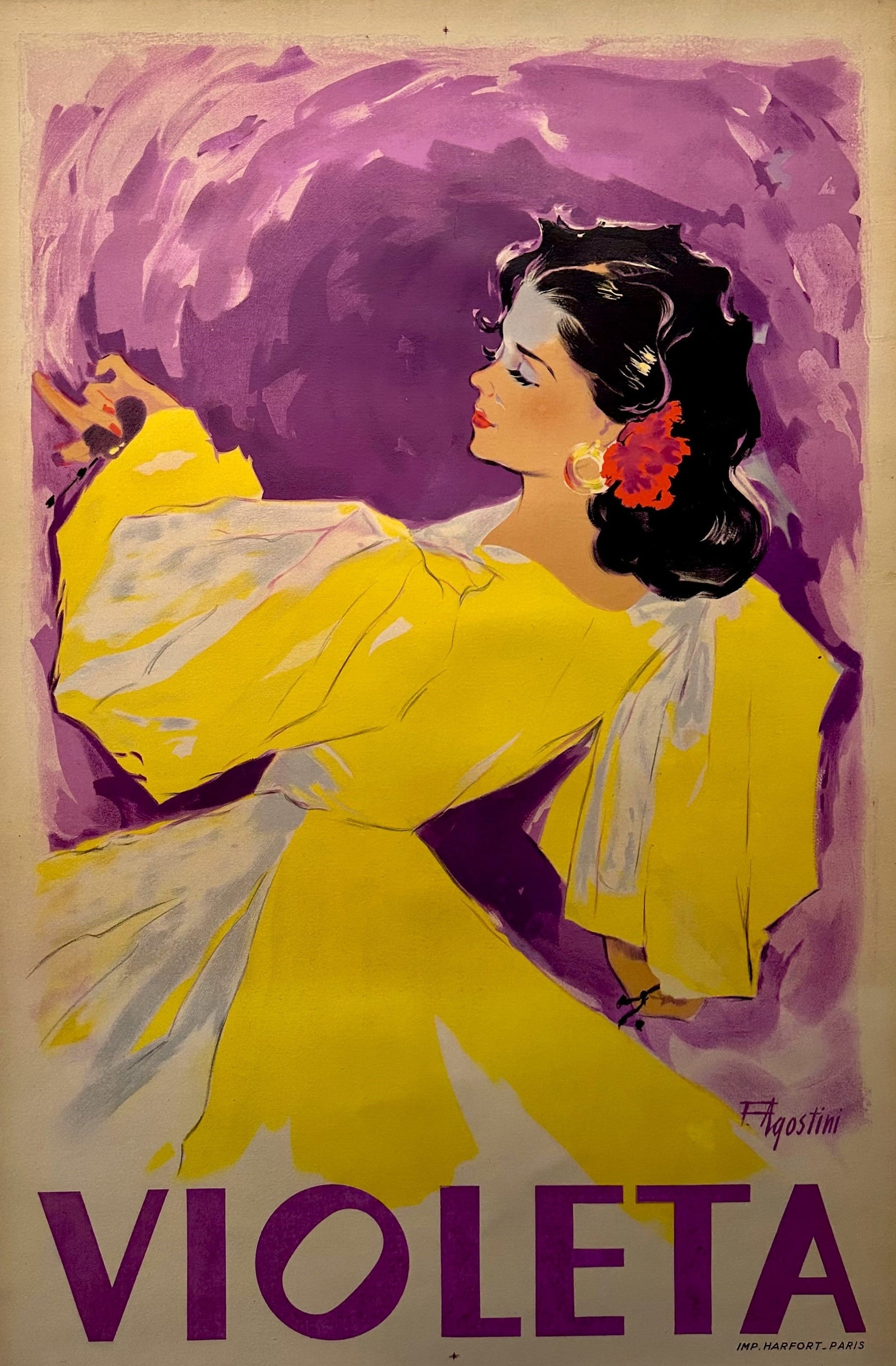 Violeta Perfume by Agostini - Authentic Vintage Poster