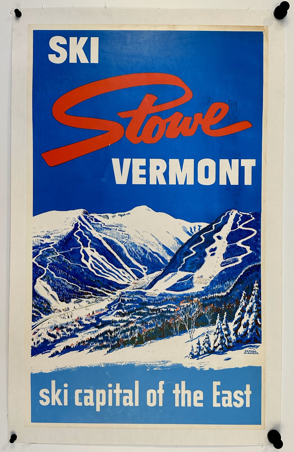 Ski- Stowe, Vermont - Authentic Vintage Poster