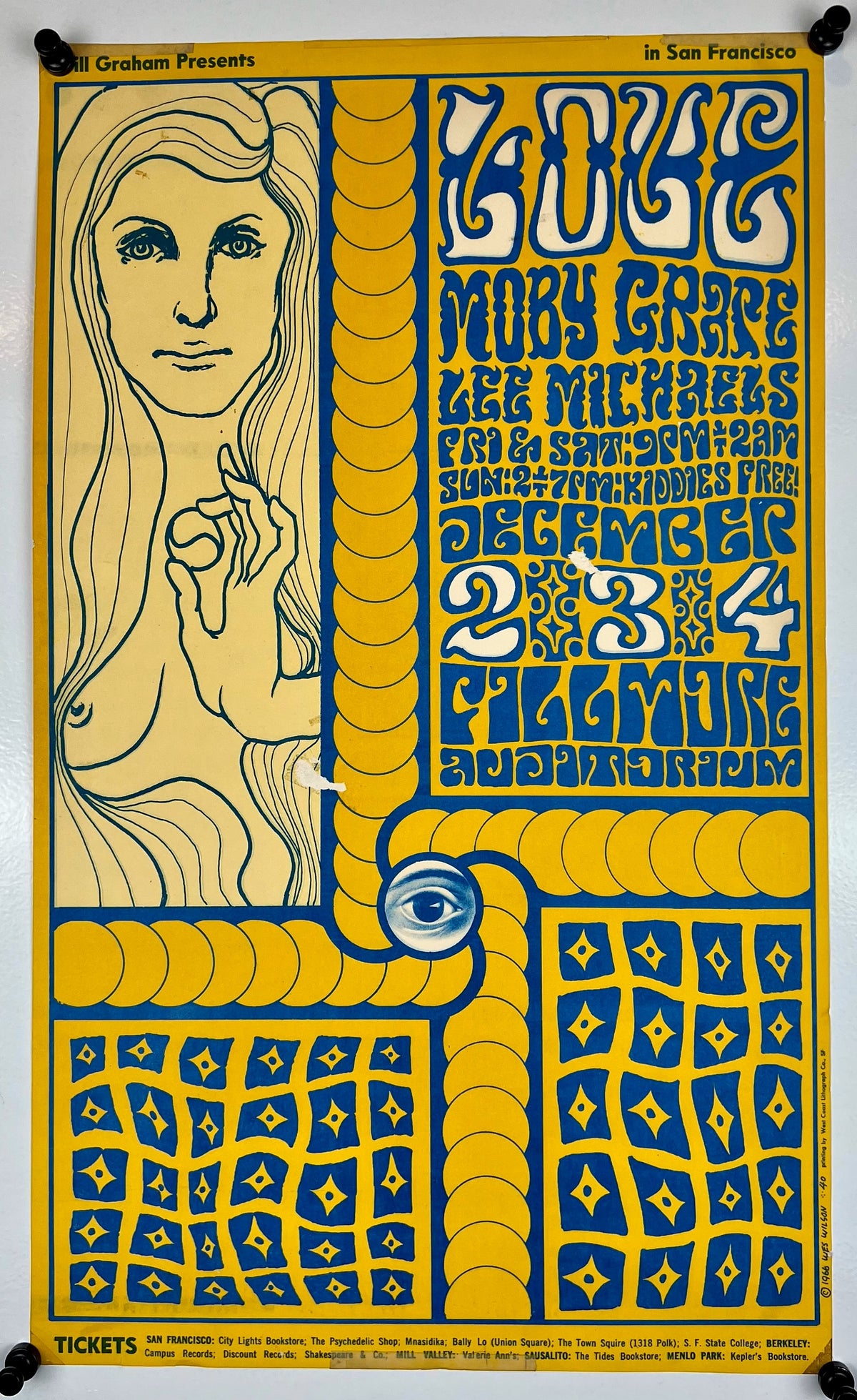 Moby Grape, Lee Michaels- Fillmore Auditorium BG-40 - Authentic Vintage Poster