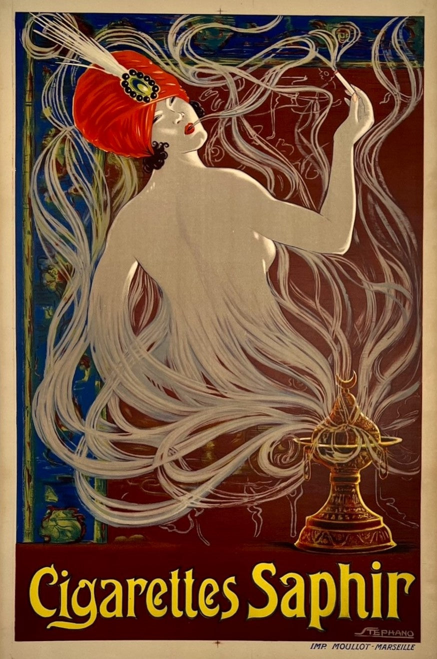 Cigarettes Saphir by Stephano - Authentic Vintage Poster