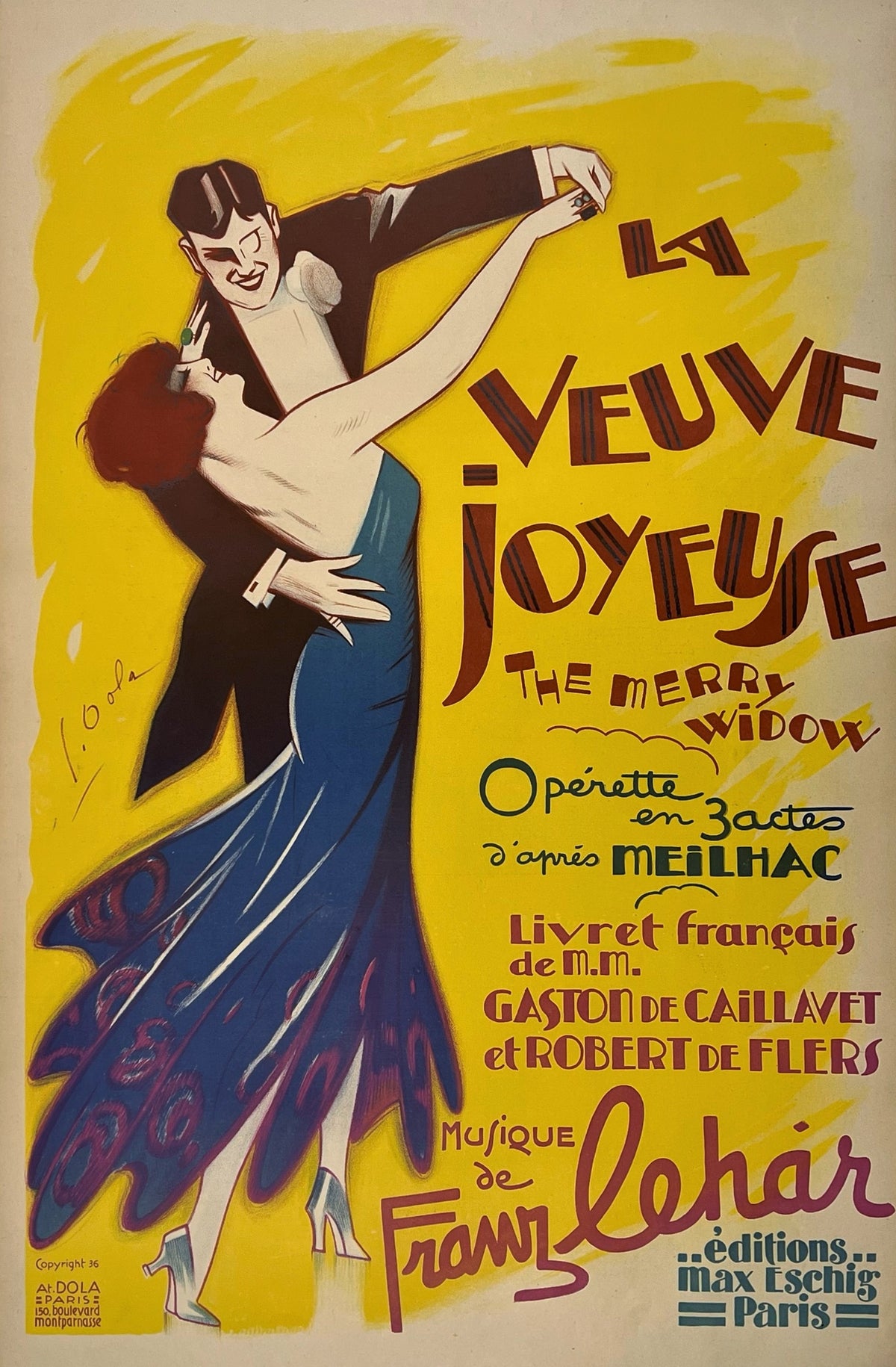 La Veuve Joyeuse by Georges Dola - Authentic Vintage Poster
