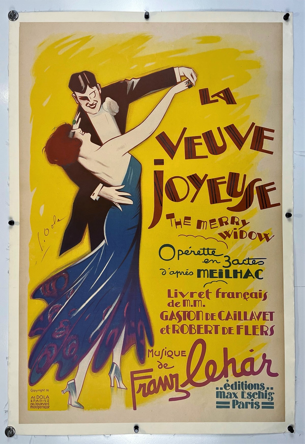 La Veuve Joyeuse by Georges Dola - Authentic Vintage Poster