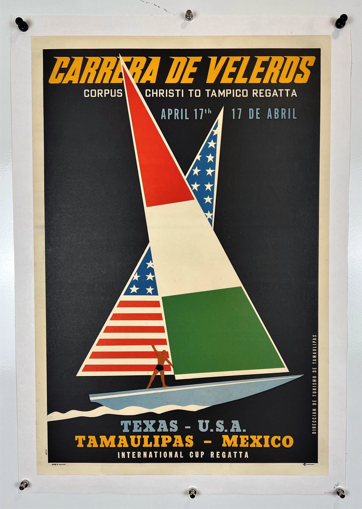 Carrera de Veleros- Corpus Christi to Mexico - Authentic Vintage Poster
