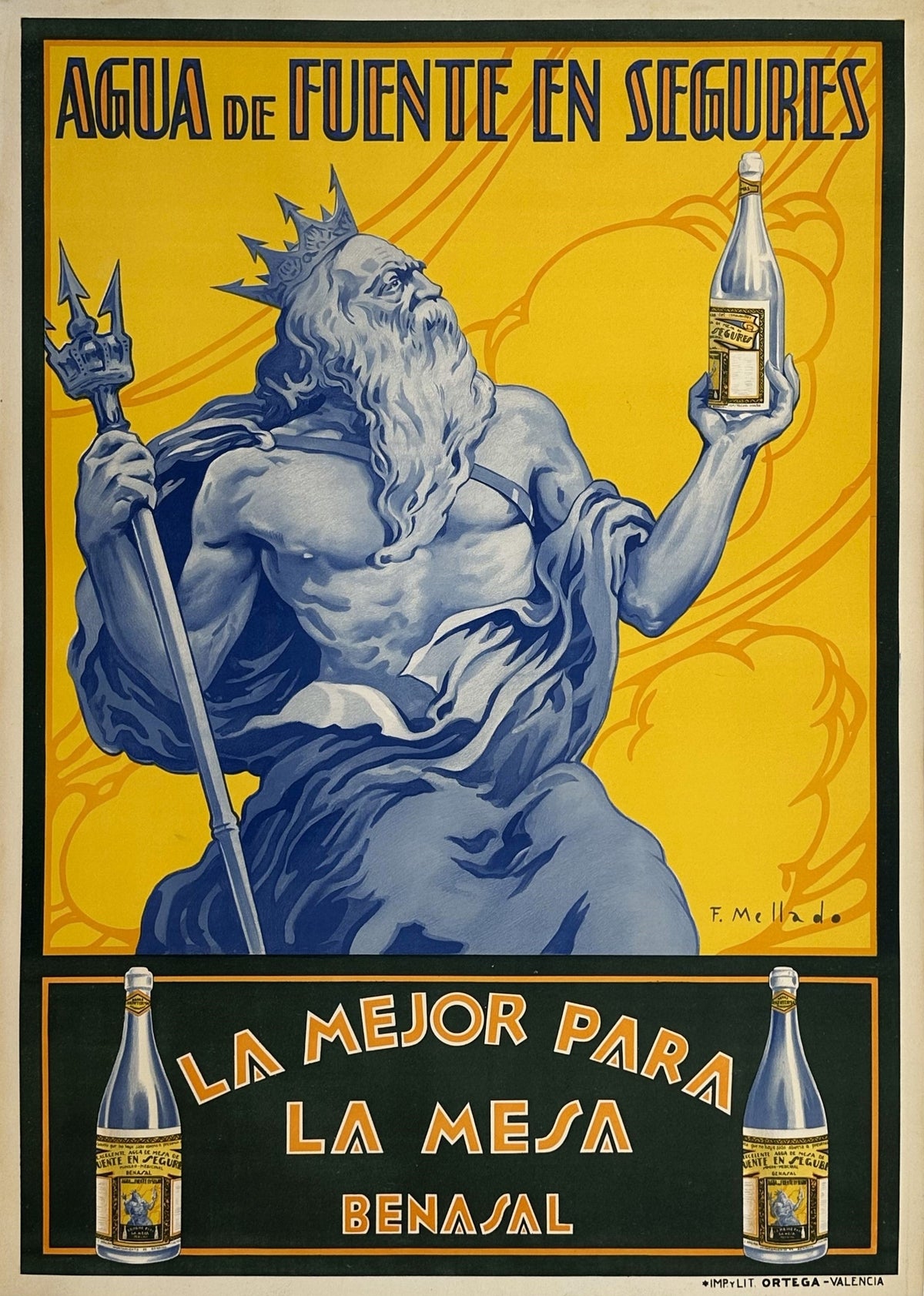 Agua de Fuente- Neptune - Authentic Vintage Poster