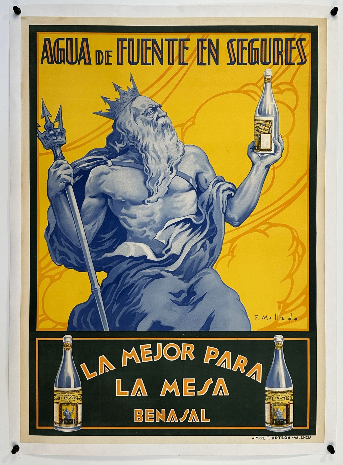 Agua de Fuente- Neptune - Authentic Vintage Poster