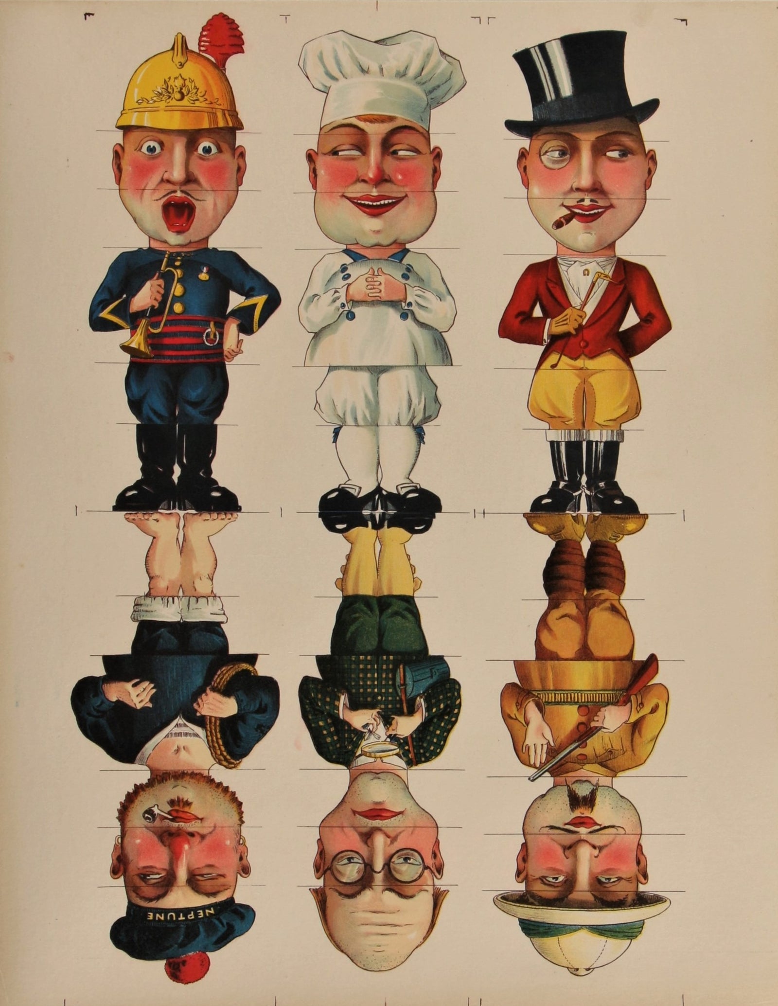 Six Men- French Board Game - Authentic Vintage Poster