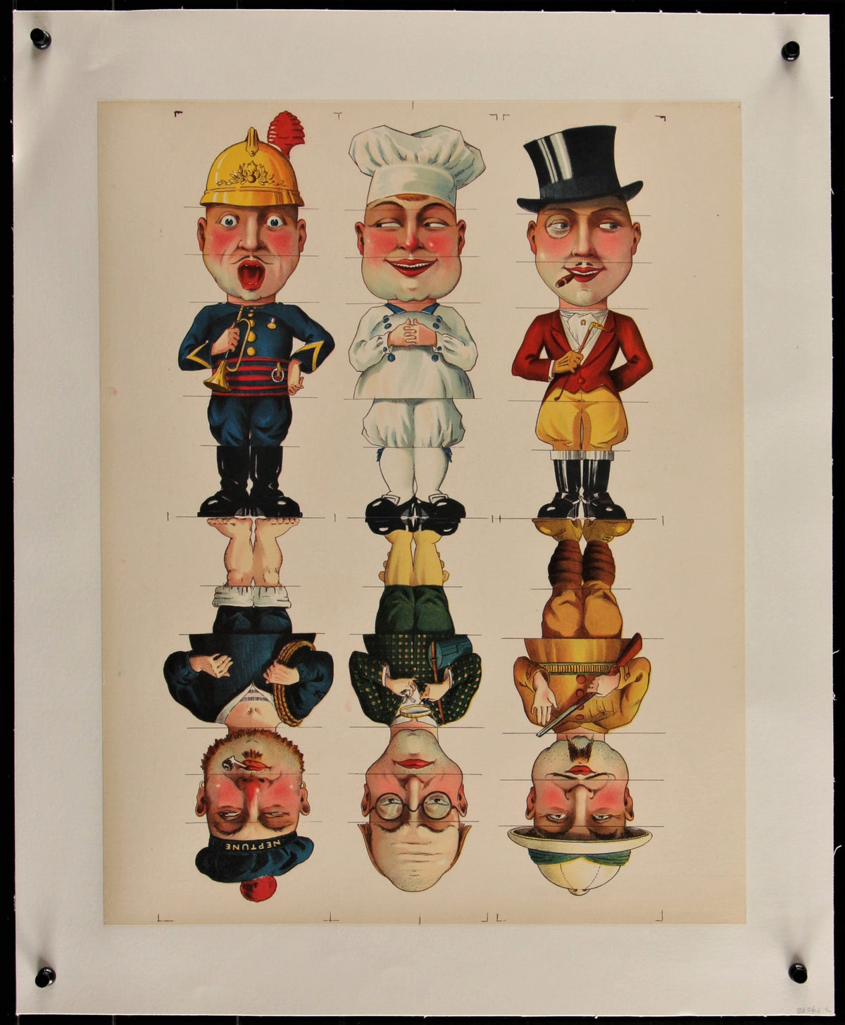 Six Men- French Board Game - Authentic Vintage Poster
