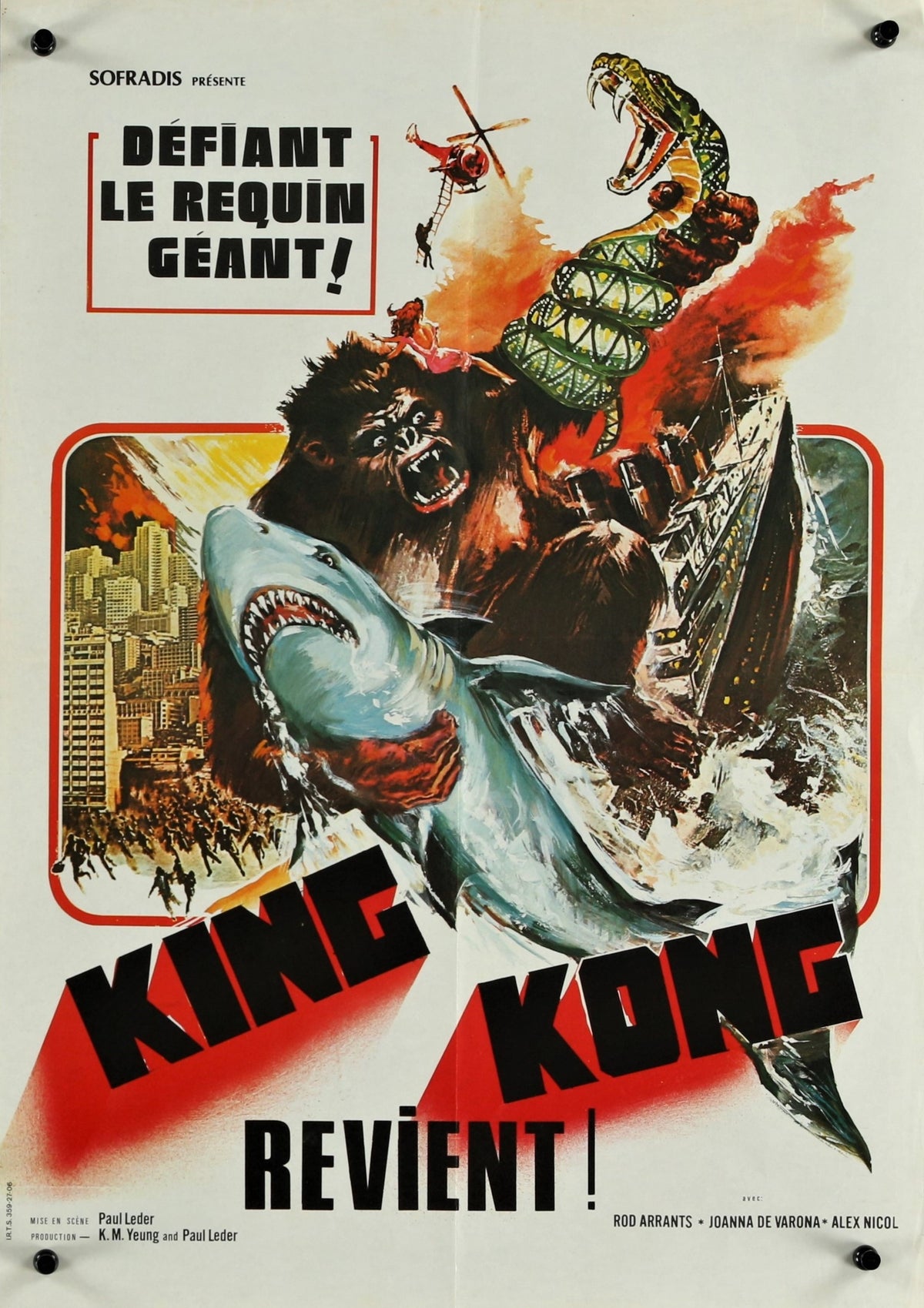 King Kong Revient- French Release - Authentic Vintage Poster
