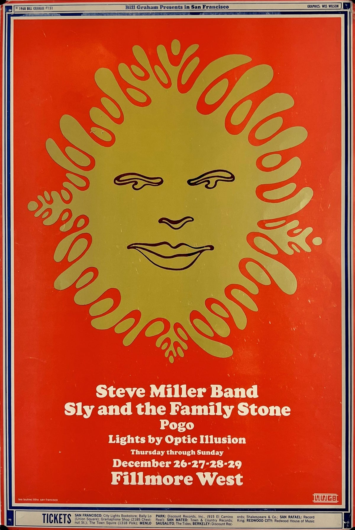 Steve Miller Band- Fillmore Auditorium BG-151 - Authentic Vintage Poster