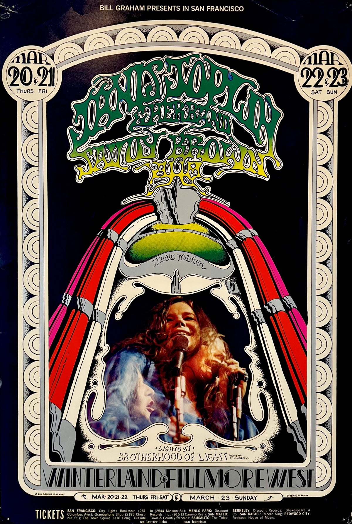 Janis Joplin- Fillmore Auditorium BG-165 - Authentic Vintage Poster