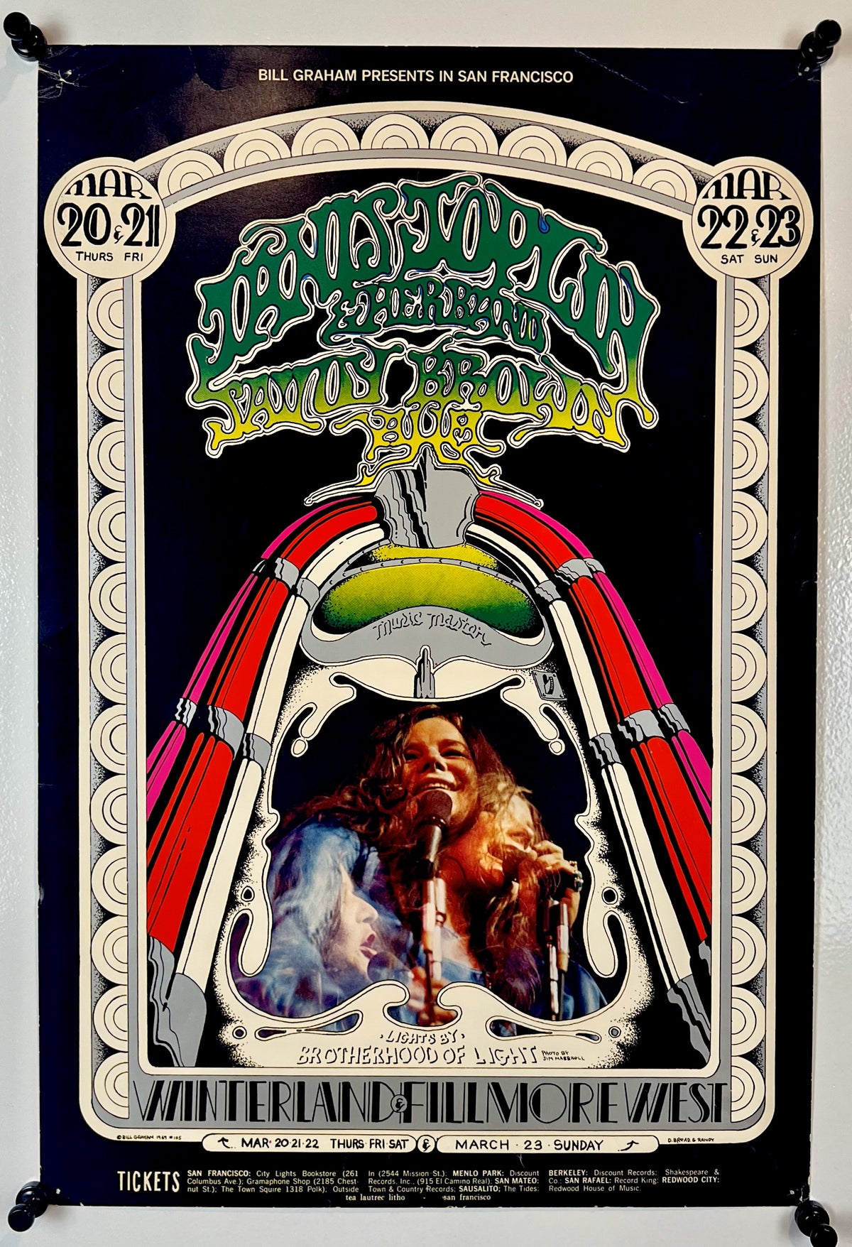 Janis Joplin- Fillmore Auditorium BG-165 - Authentic Vintage Poster