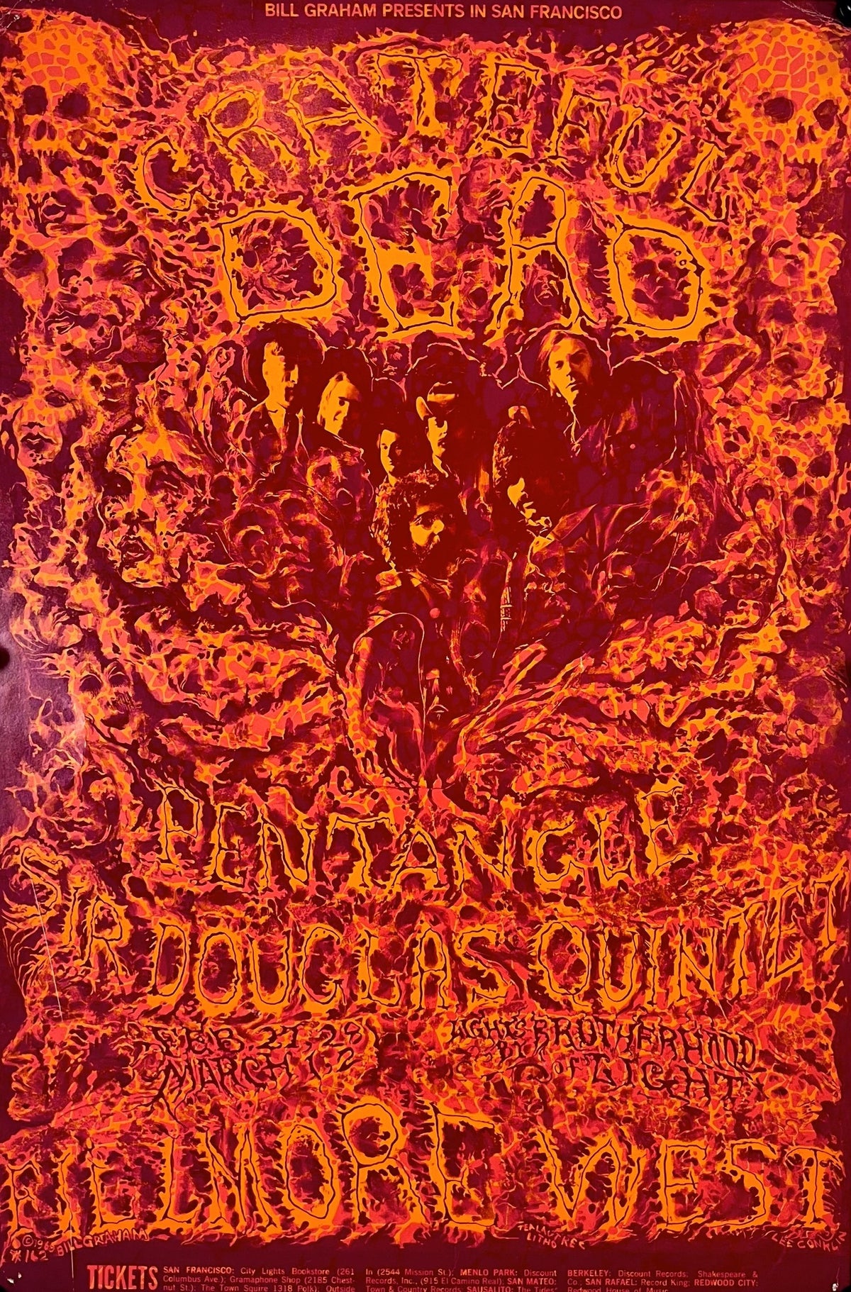 Grateful Dead Pink- Fillmore West BG-162 - Authentic Vintage Poster