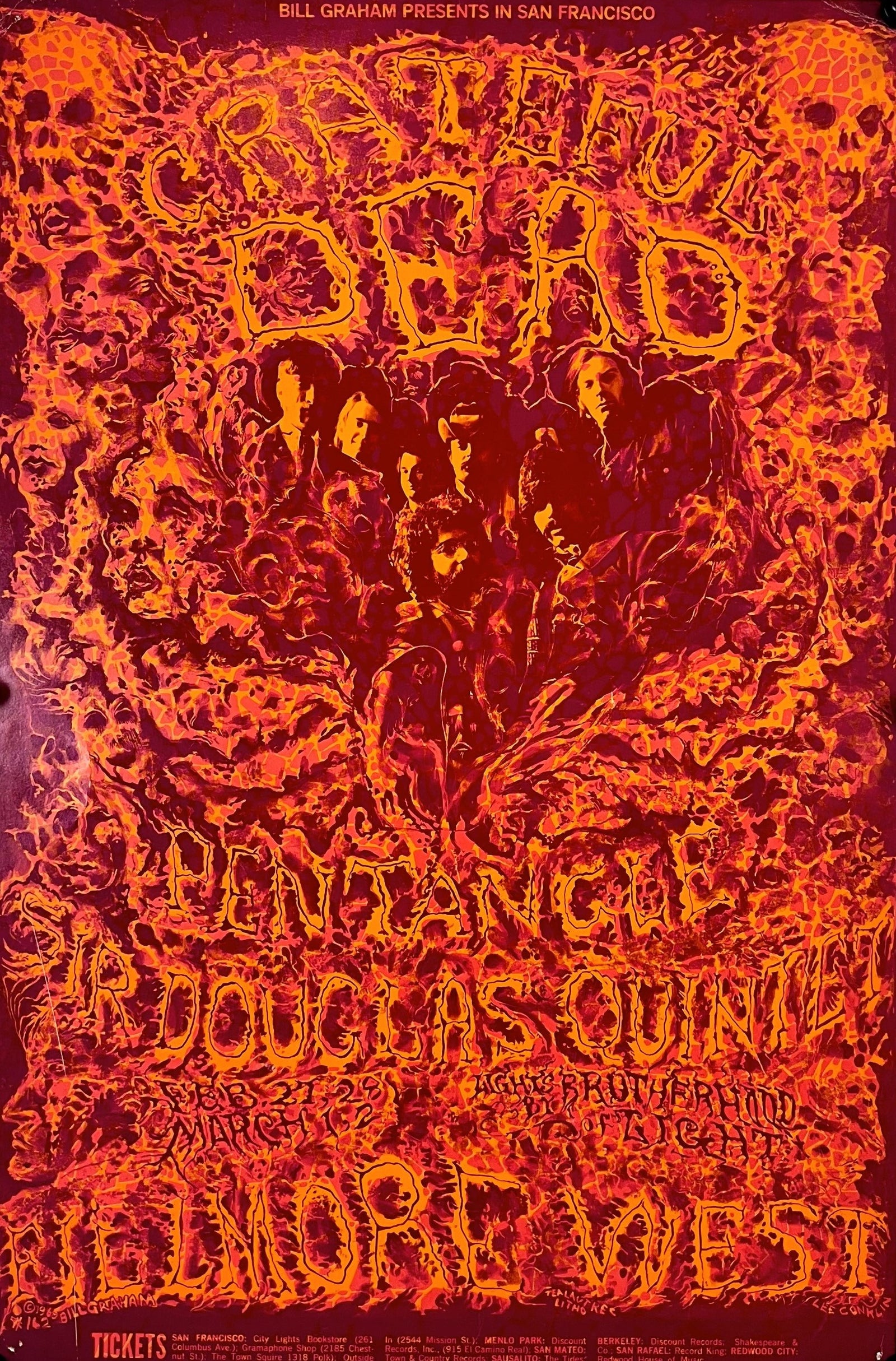 Grateful Dead Pink- Fillmore West BG-162 - Authentic Vintage Poster