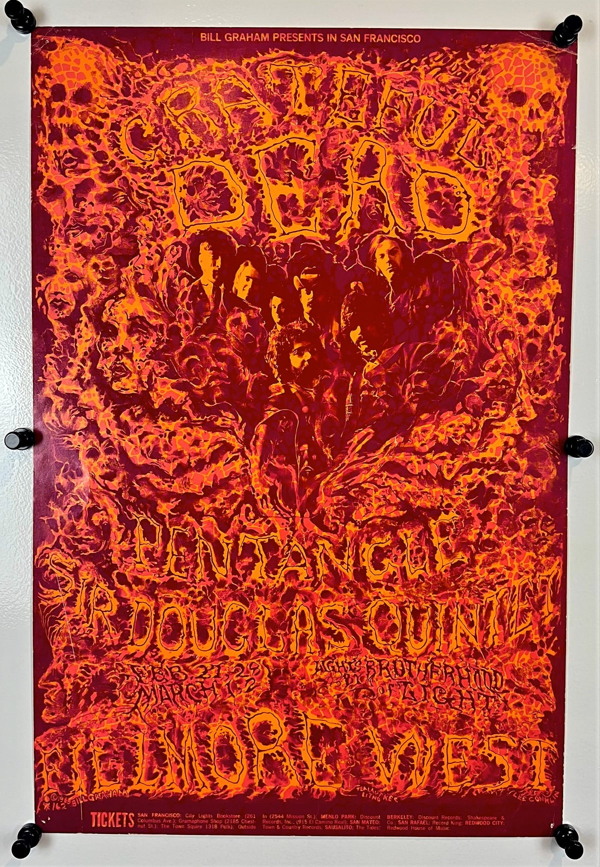 Grateful Dead Pink- Fillmore West BG-162 - Authentic Vintage Poster