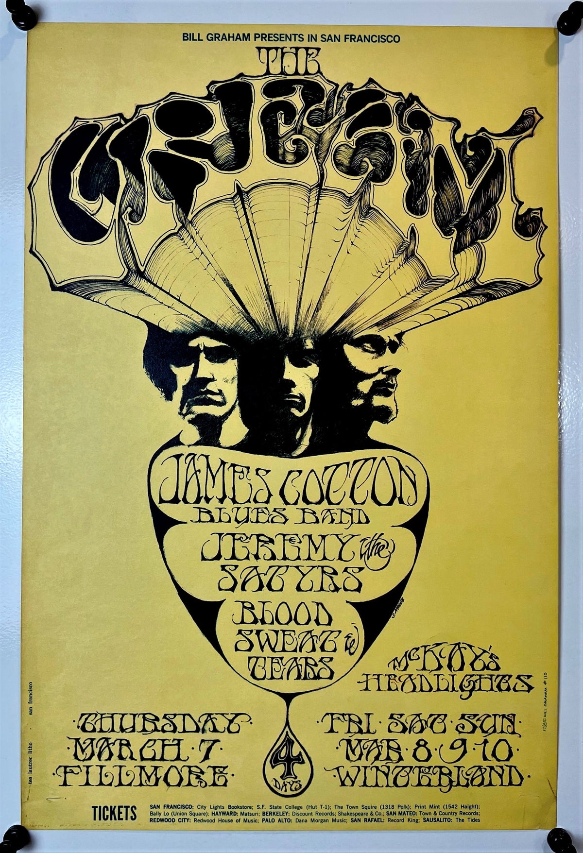 Cream, James Cotton- Fillmore Auditorium BG-110 - Authentic Vintage Poster