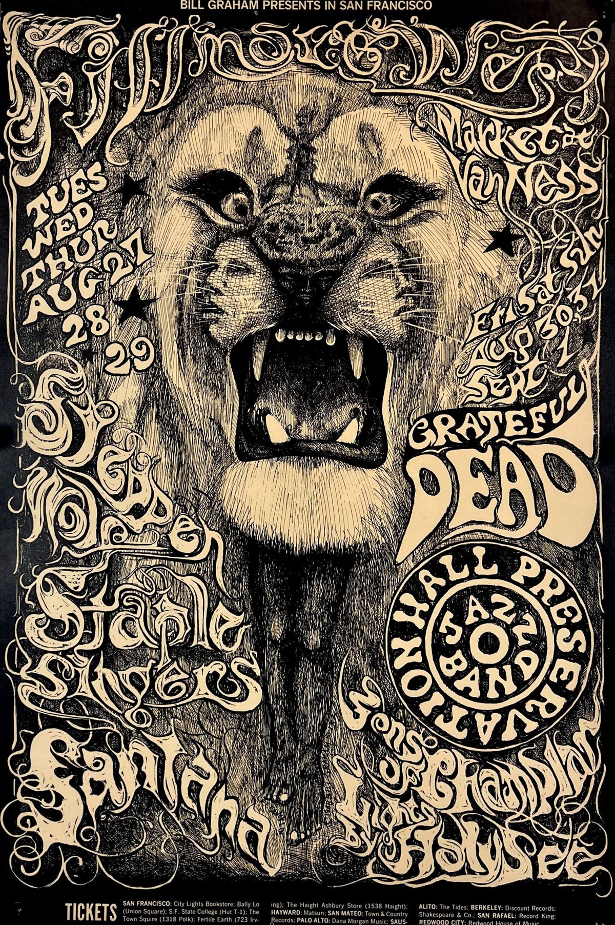 Grateful Dead, Santana- Fillmore Auditorium BG-137 - Authentic Vintage Poster