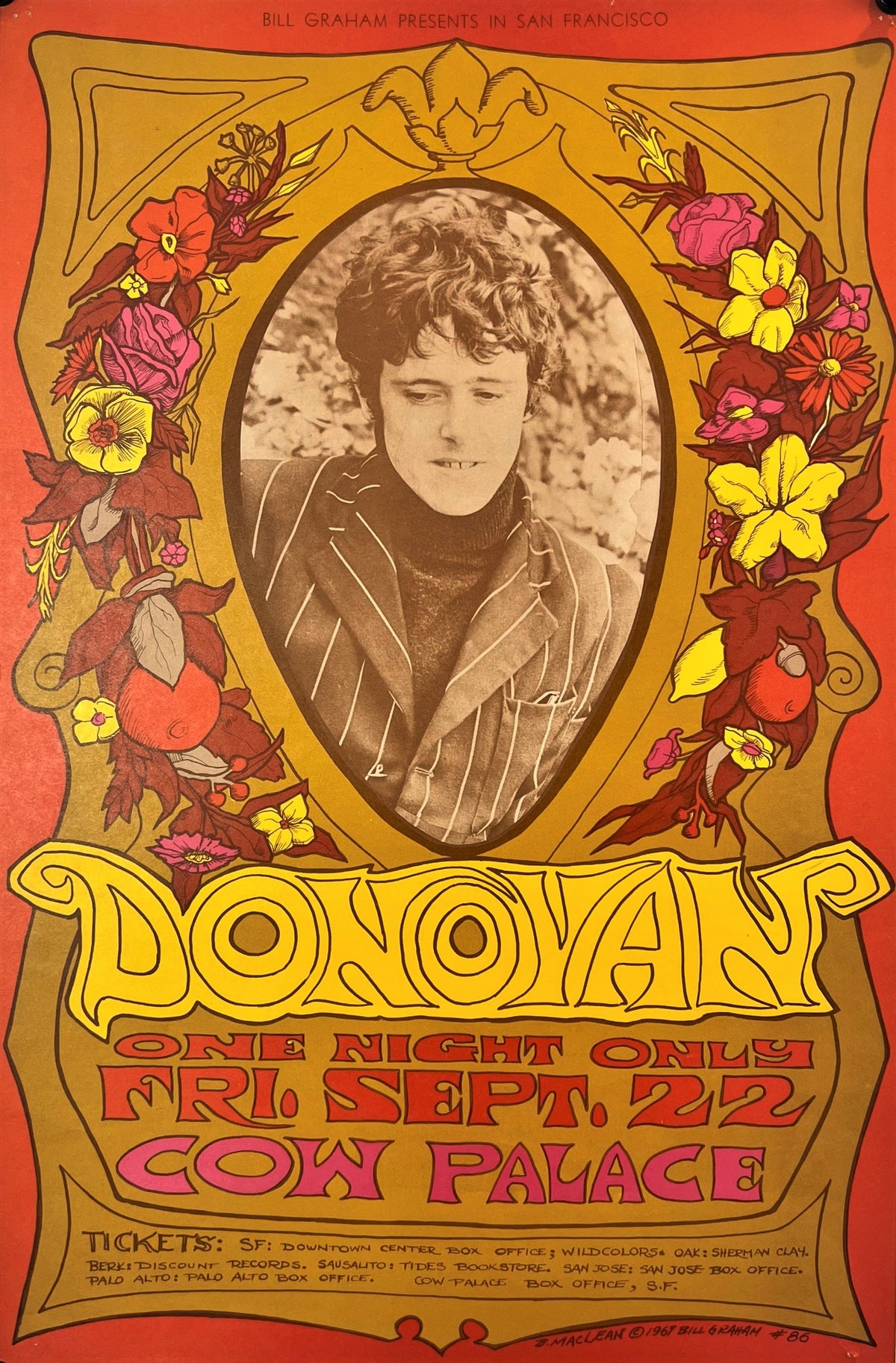 Donovan- Fillmore Auditorium BG-86 - Authentic Vintage Poster