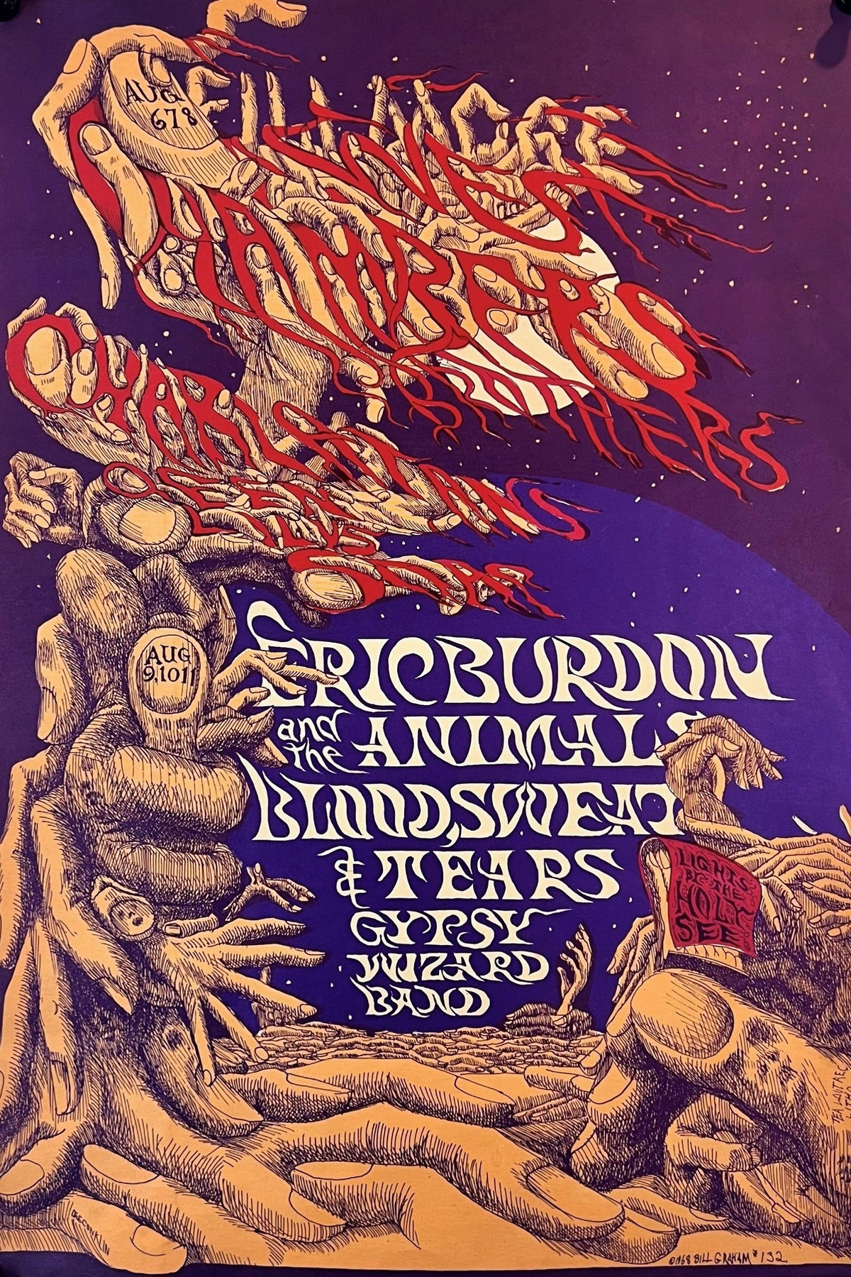 Eric Burdon &amp; The Animals- Fillmore Auditorium BG-132 - Authentic Vintage Poster