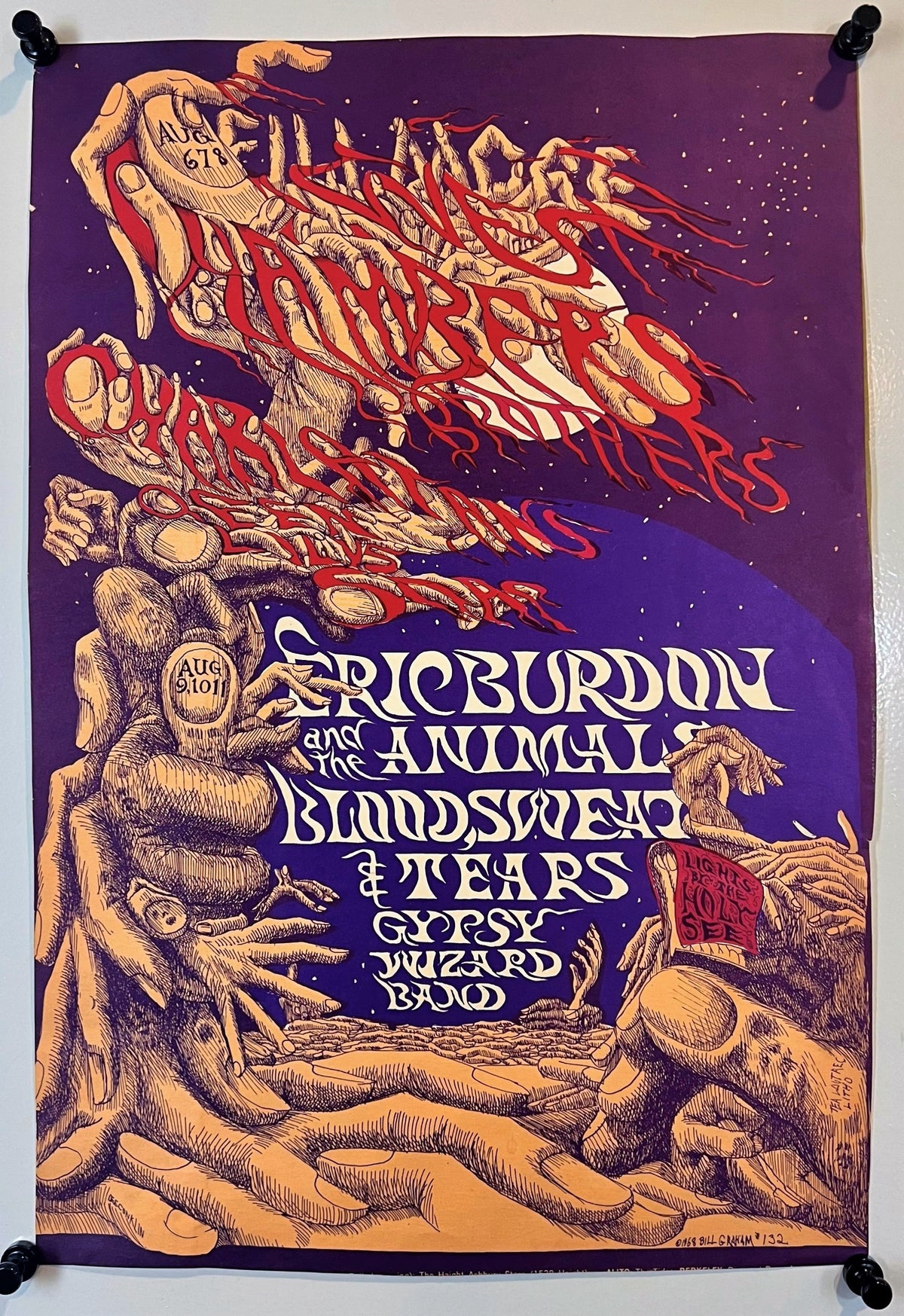 Eric Burdon &amp; The Animals- Fillmore Auditorium BG-132 - Authentic Vintage Poster
