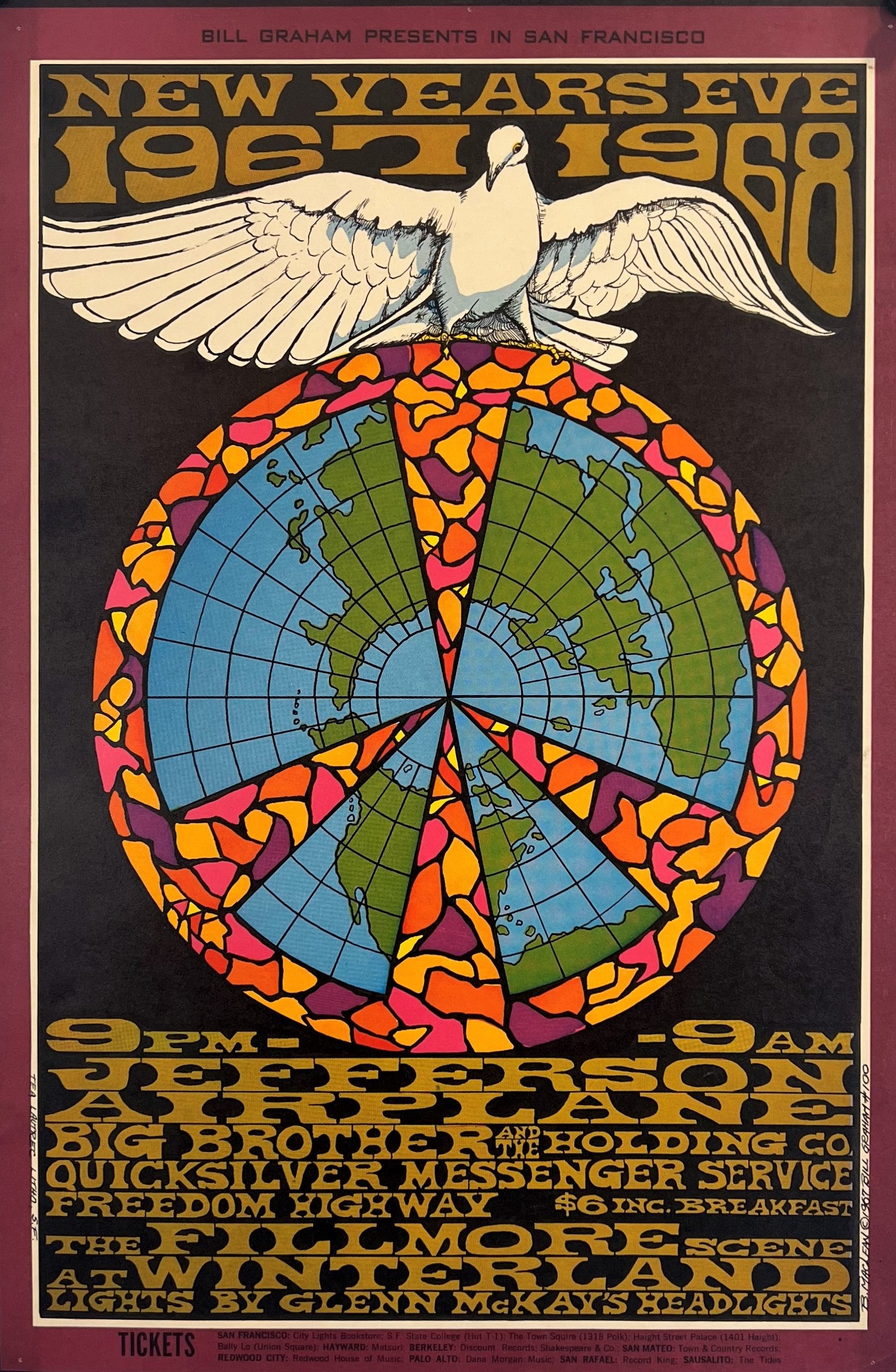 Jefferson Airplane- Fillmore Auditorium BG-100 - Authentic Vintage Poster