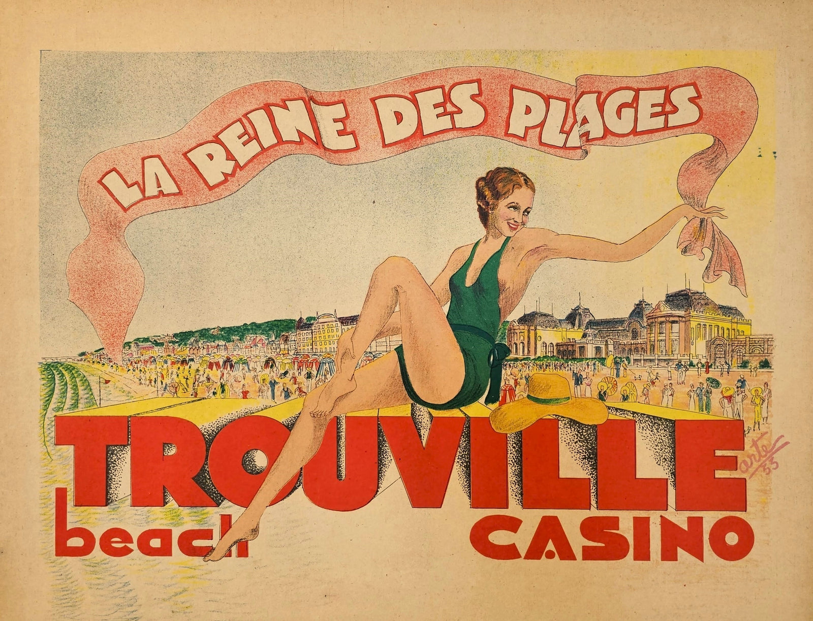 Trouville Beach and Casino - Authentic Vintage Poster