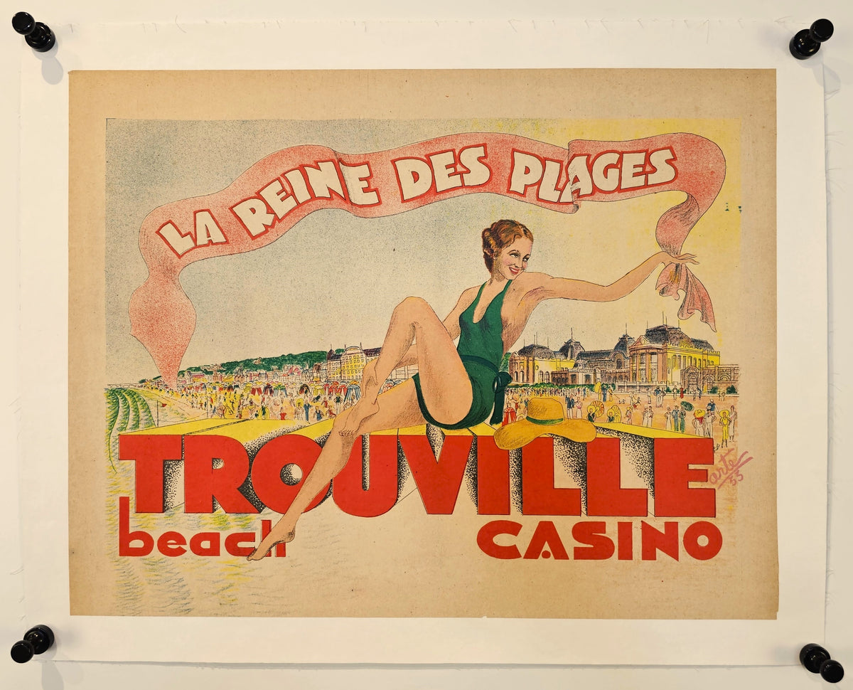 Trouville Beach and Casino - Authentic Vintage Poster