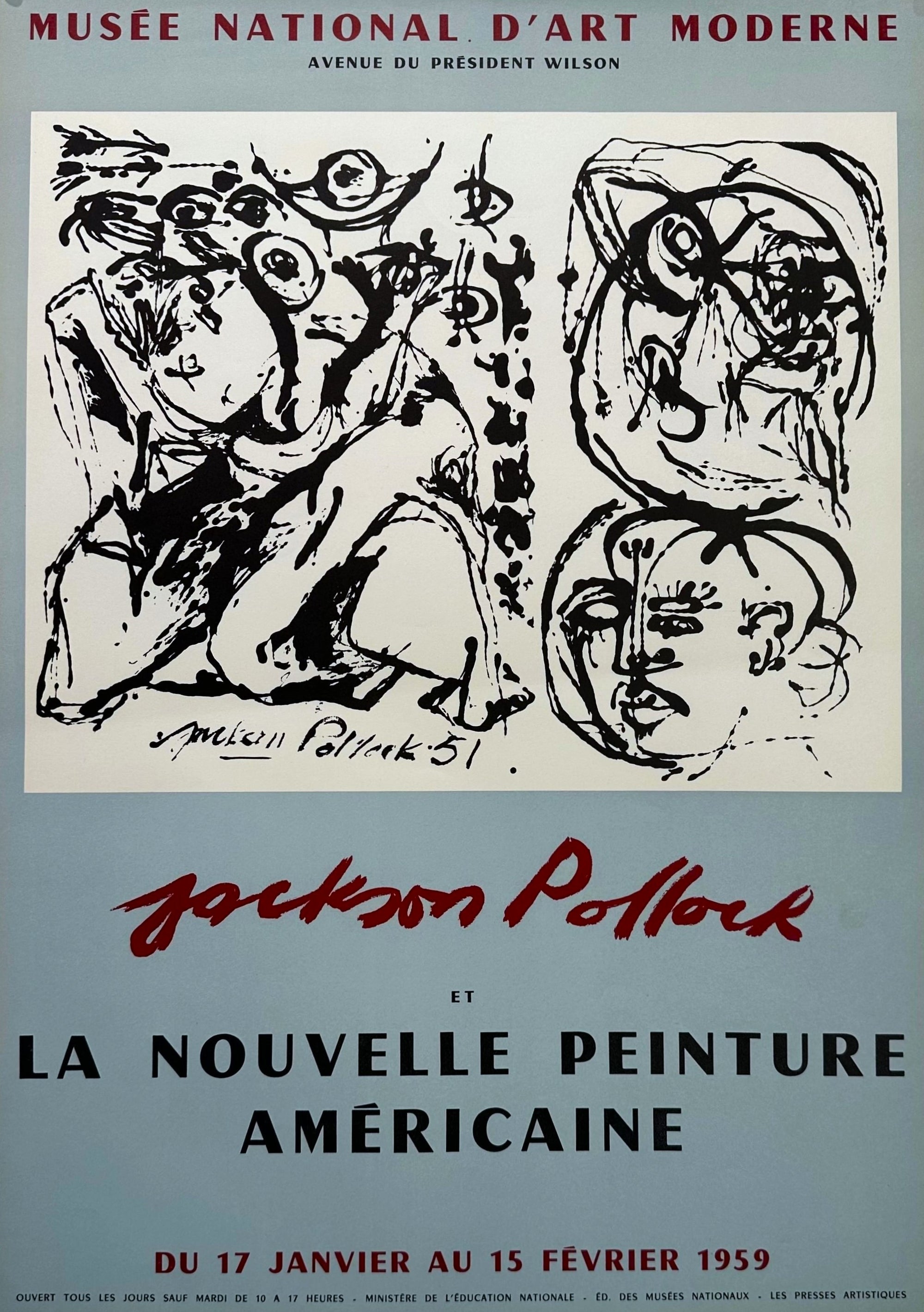 Jackson Pollock- Musée National d'Art Moderne - Authentic Vintage Poster