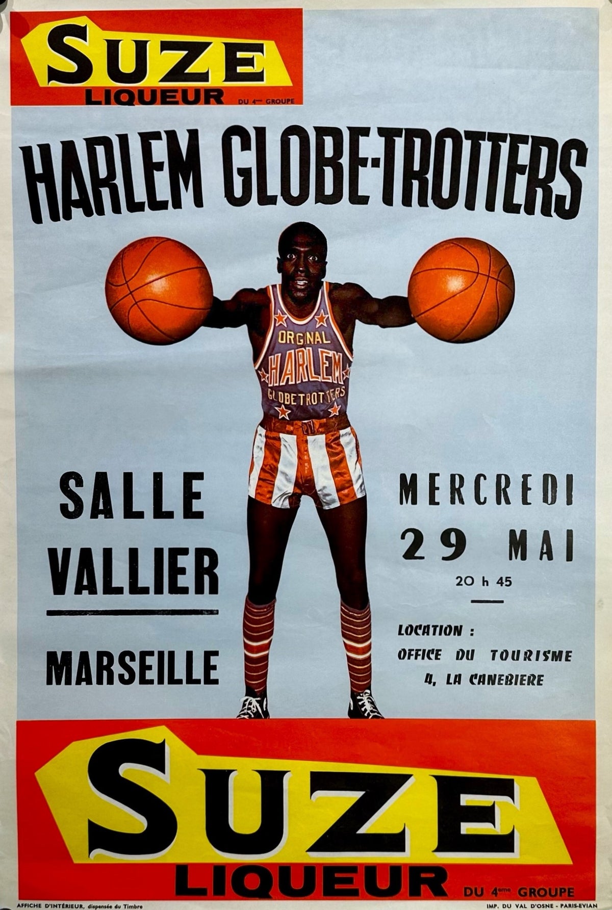 Harlem Globe Trotters- Suze Liqueur - Authentic Vintage Poster