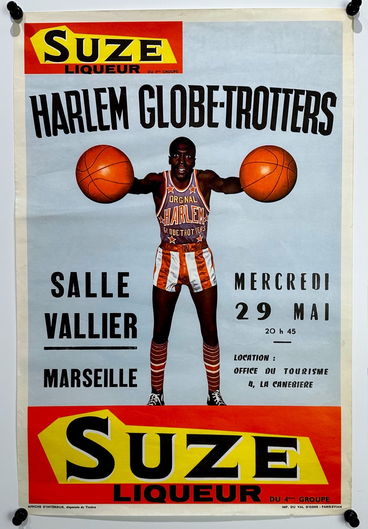 Harlem Globe Trotters- Suze Liqueur - Authentic Vintage Poster