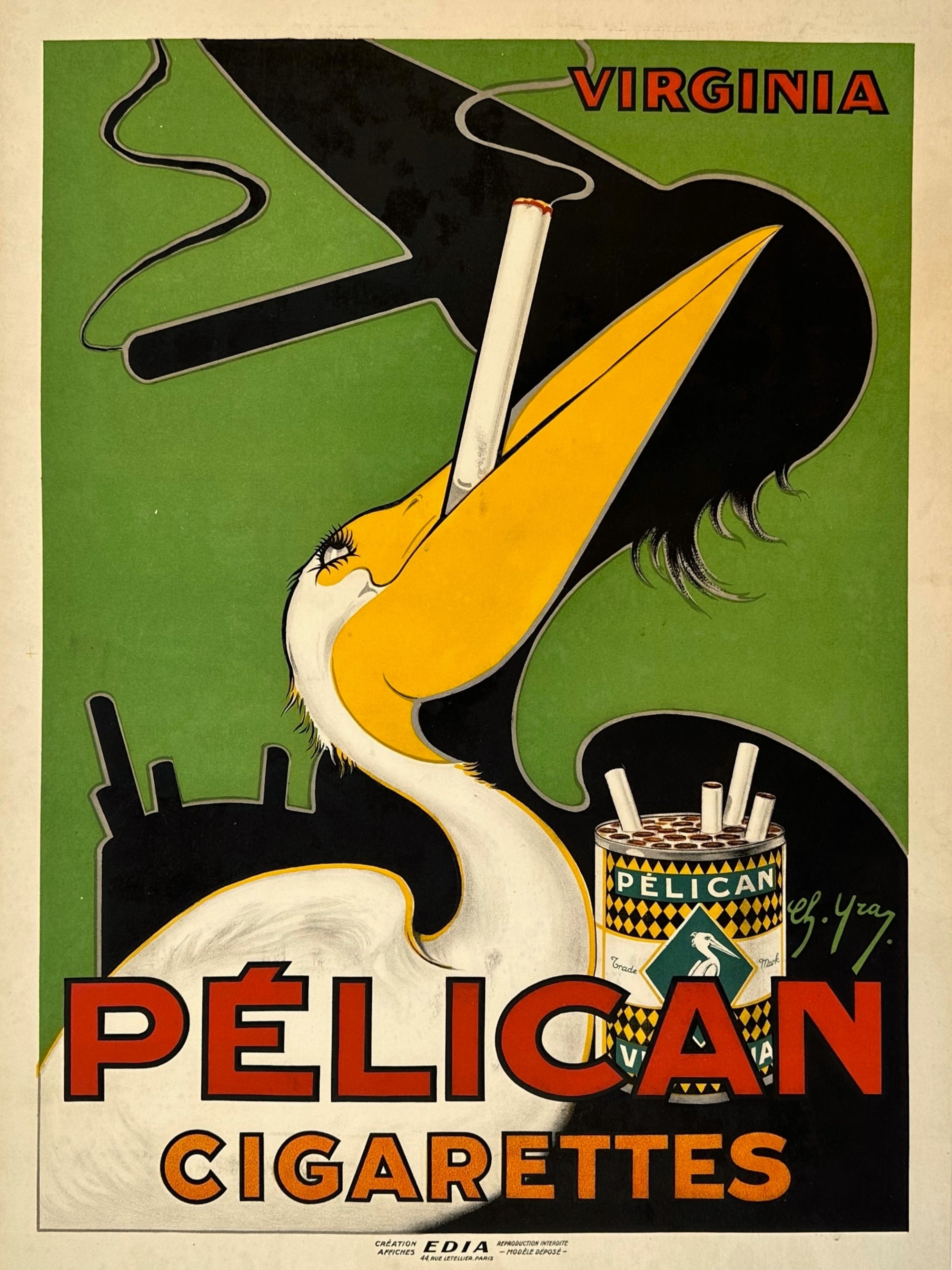 Pelican Cigarettes - Authentic Vintage Poster