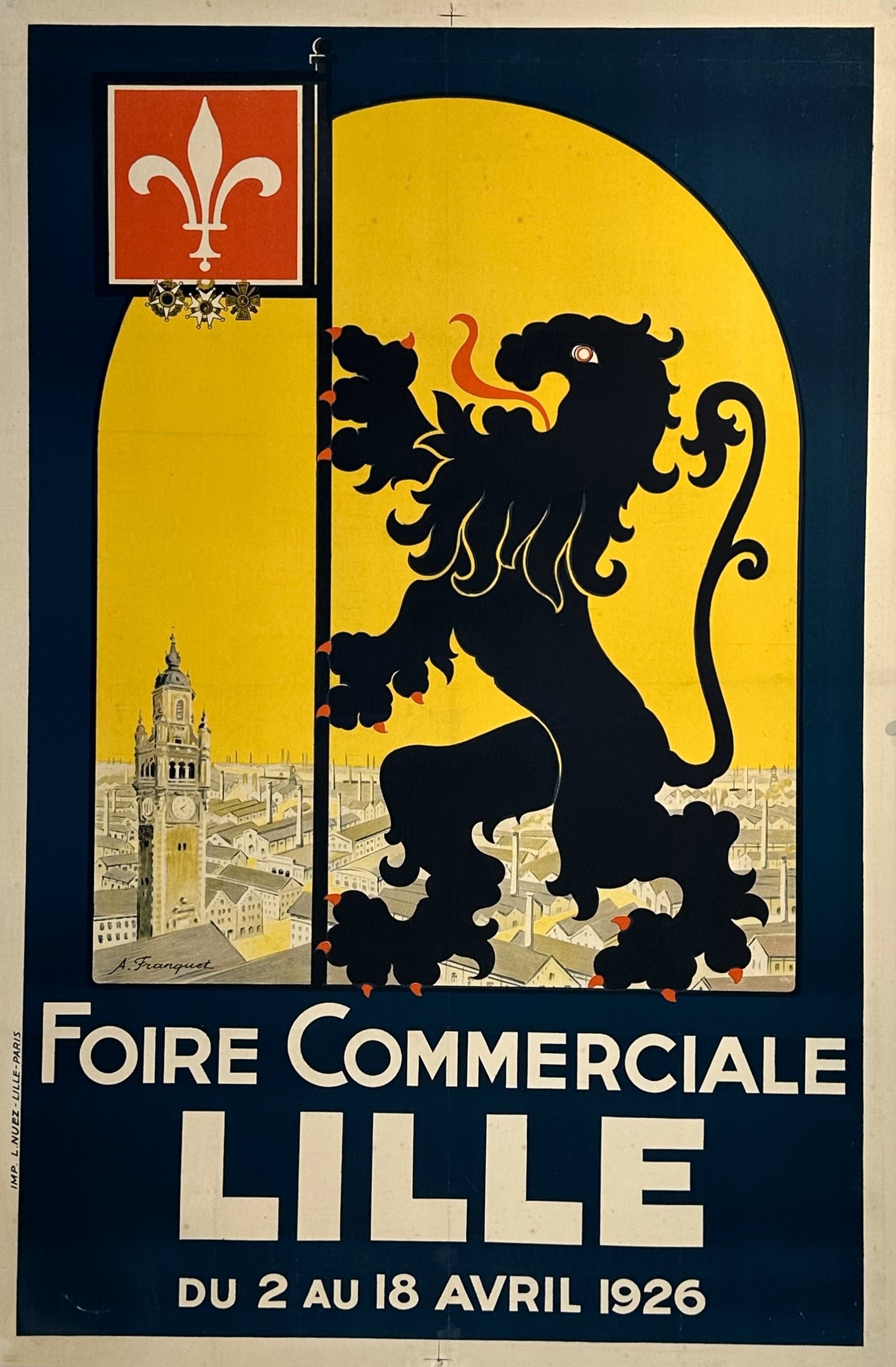 Poster Lyon Vintage 30x40cm Place Bellecour/series Douce France 