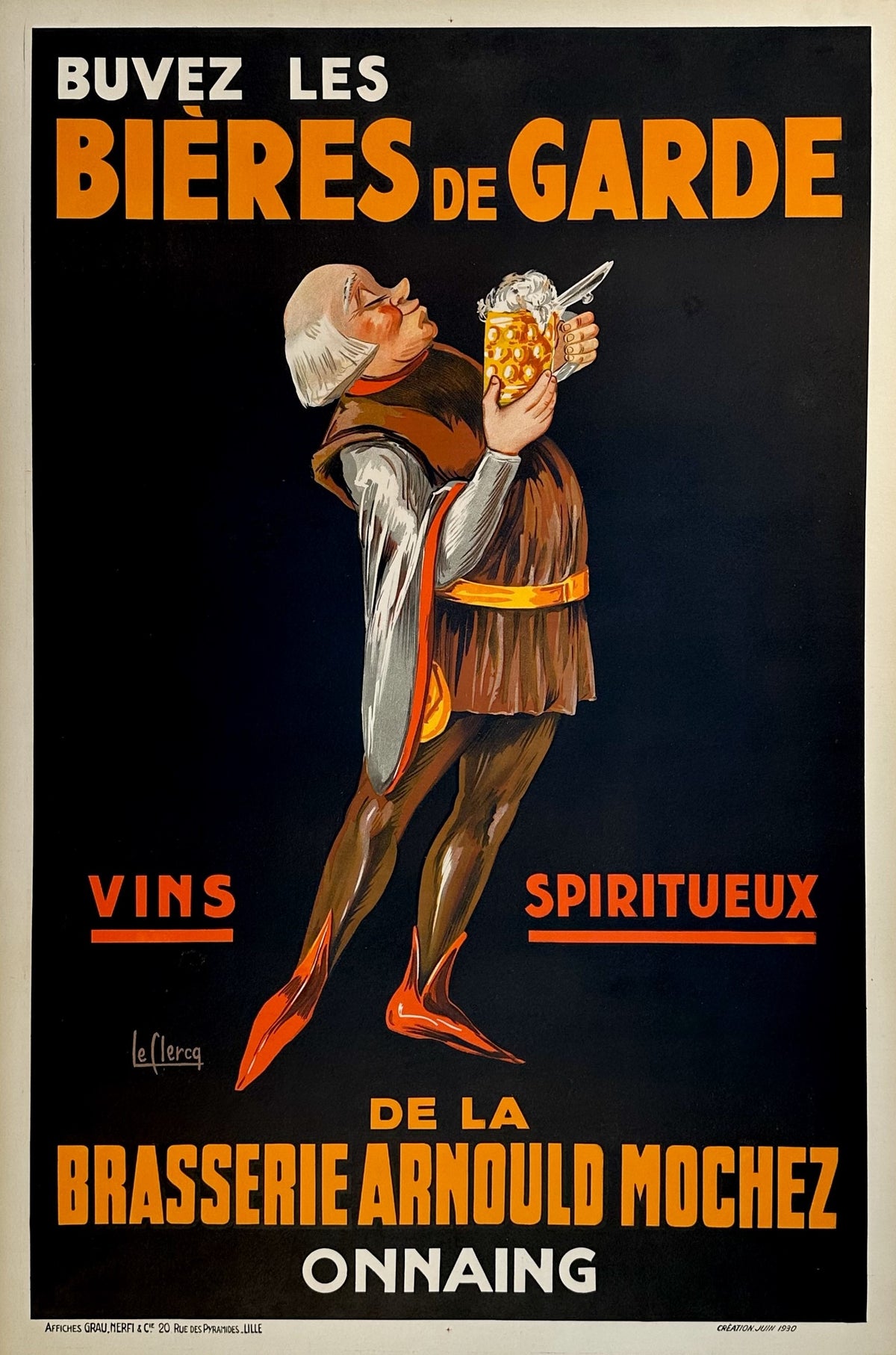 Bieres de Garde by La Clercq - Authentic Vintage Poster