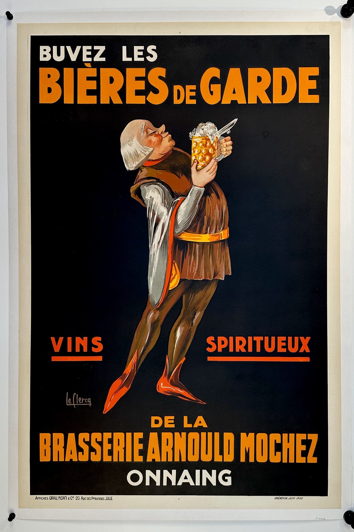 Bieres de Garde by La Clercq - Authentic Vintage Poster