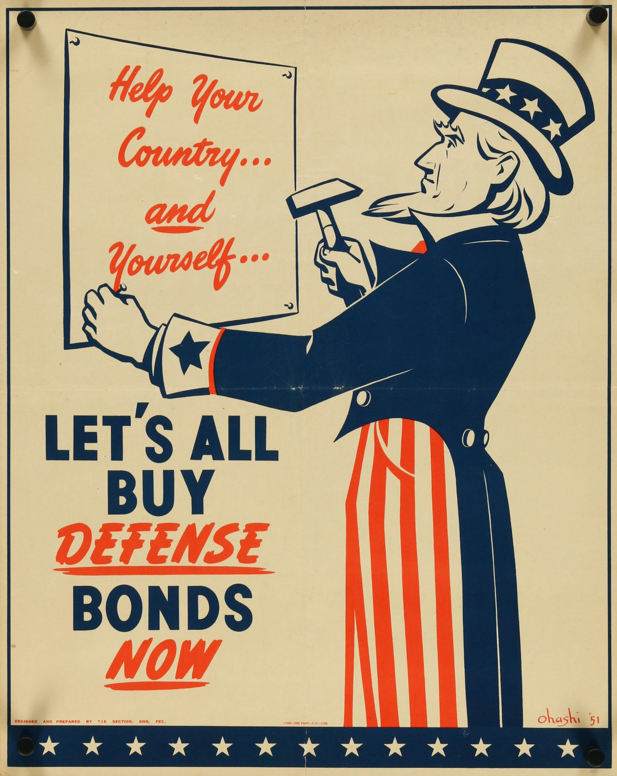Let&#39;s All Buy Defense Bonds - Authentic Vintage Poster