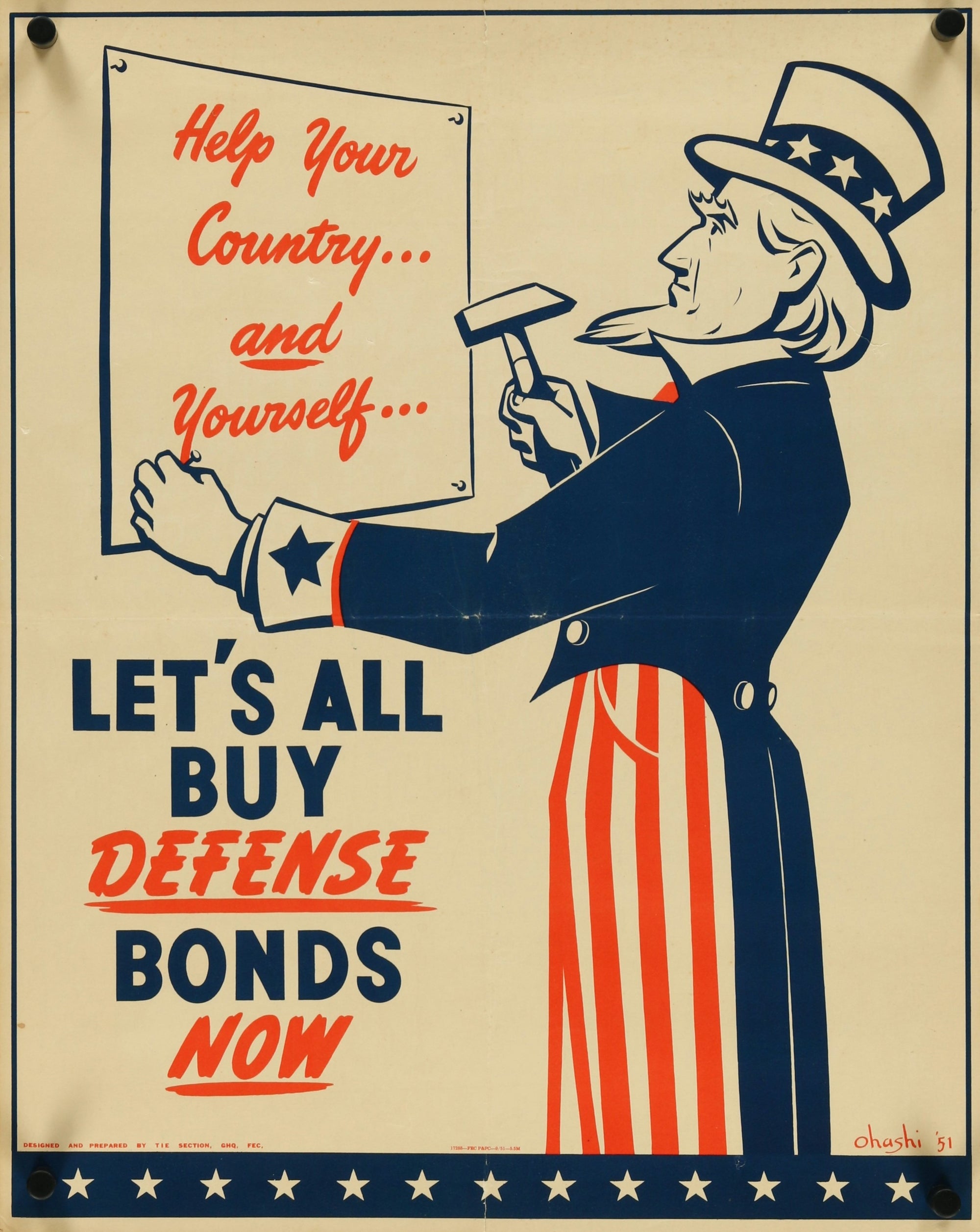 Let's All Buy Defense Bonds - Authentic Vintage Poster