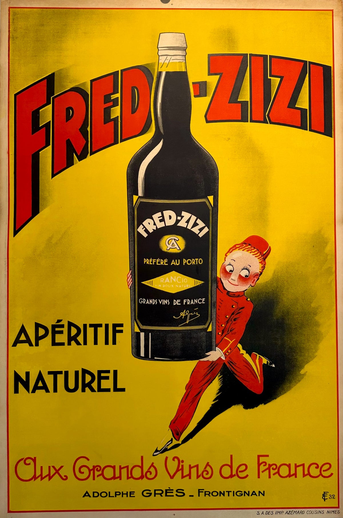 Fred Zizi- Apéritif Naturel - Authentic Vintage Poster