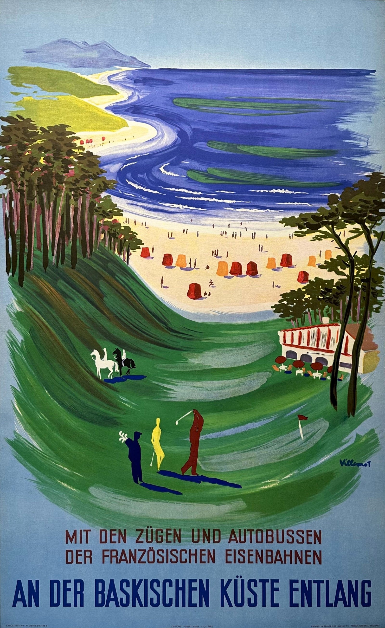 Visit Basque Coast by Villemot - Authentic Vintage Poster