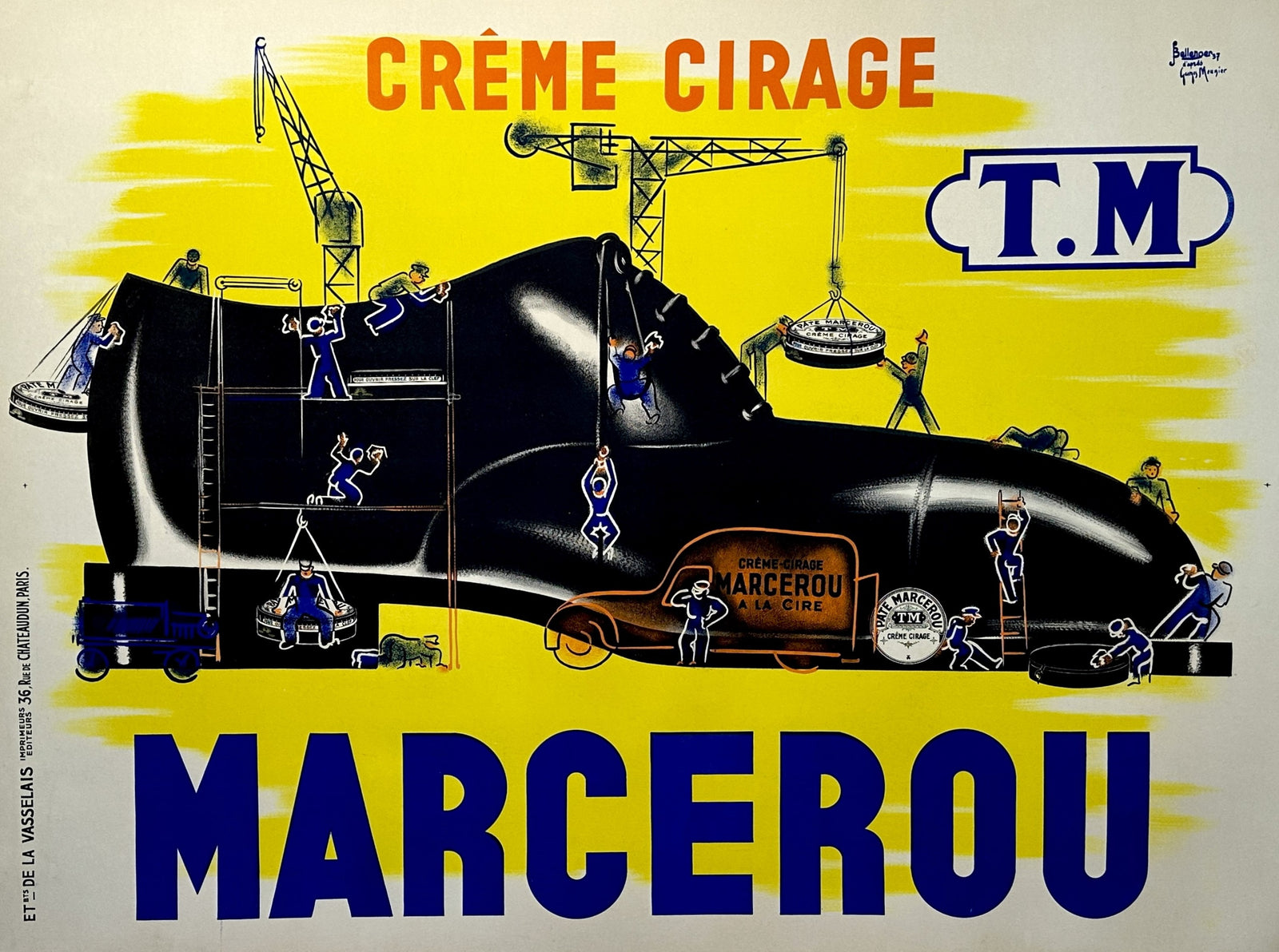 Marcerou, Crème Cirage by Bellenger - Authentic Vintage Poster