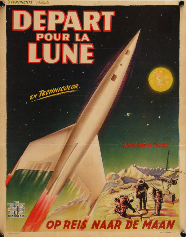 Destination Moon- Belgian Release - Authentic Vintage Poster