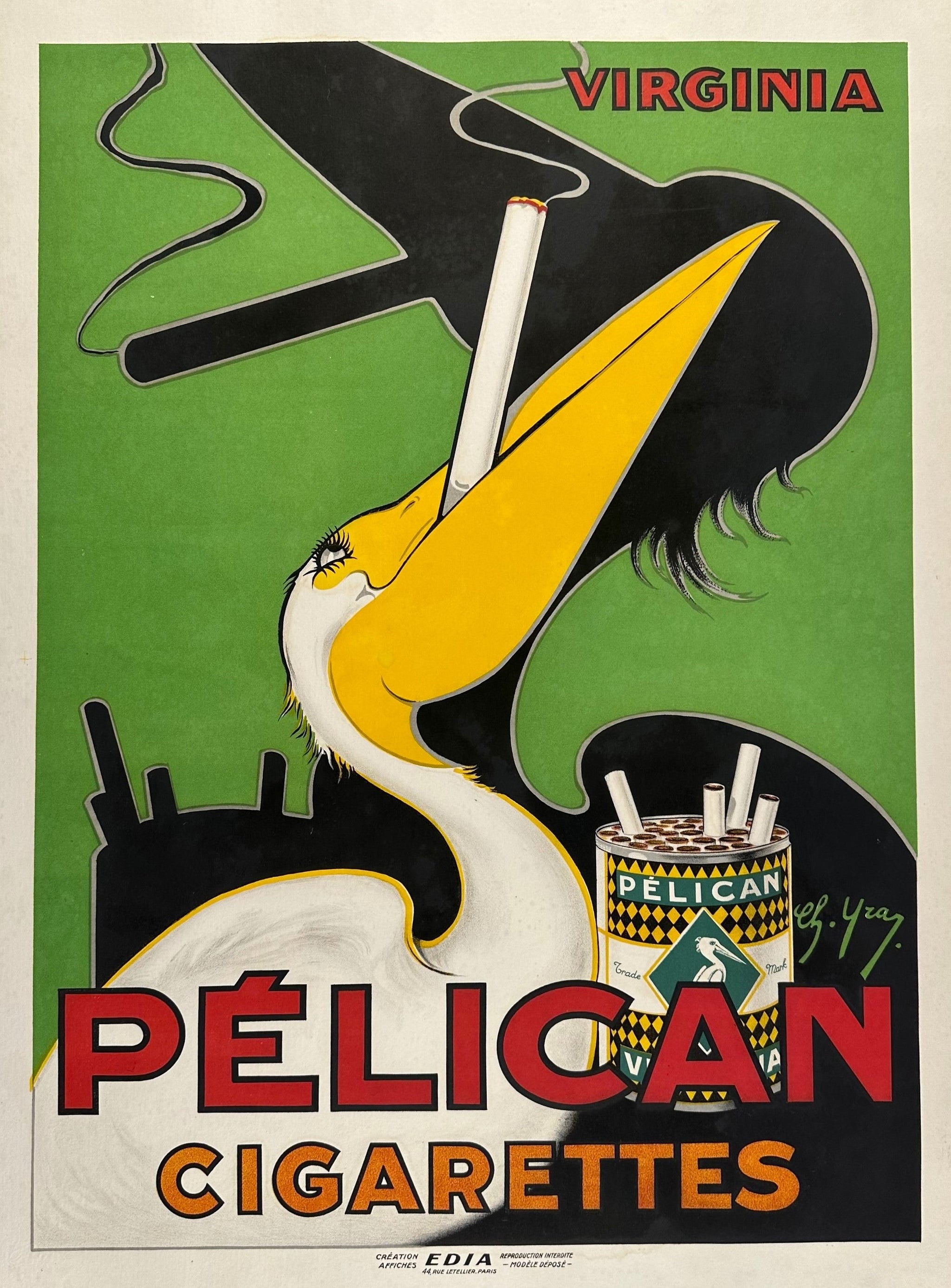 vintage cigarettes Pelican Cigarettes, Original Vintage Poster vintage cigarettes Pelican Cigarettes, Original Vintage Poster