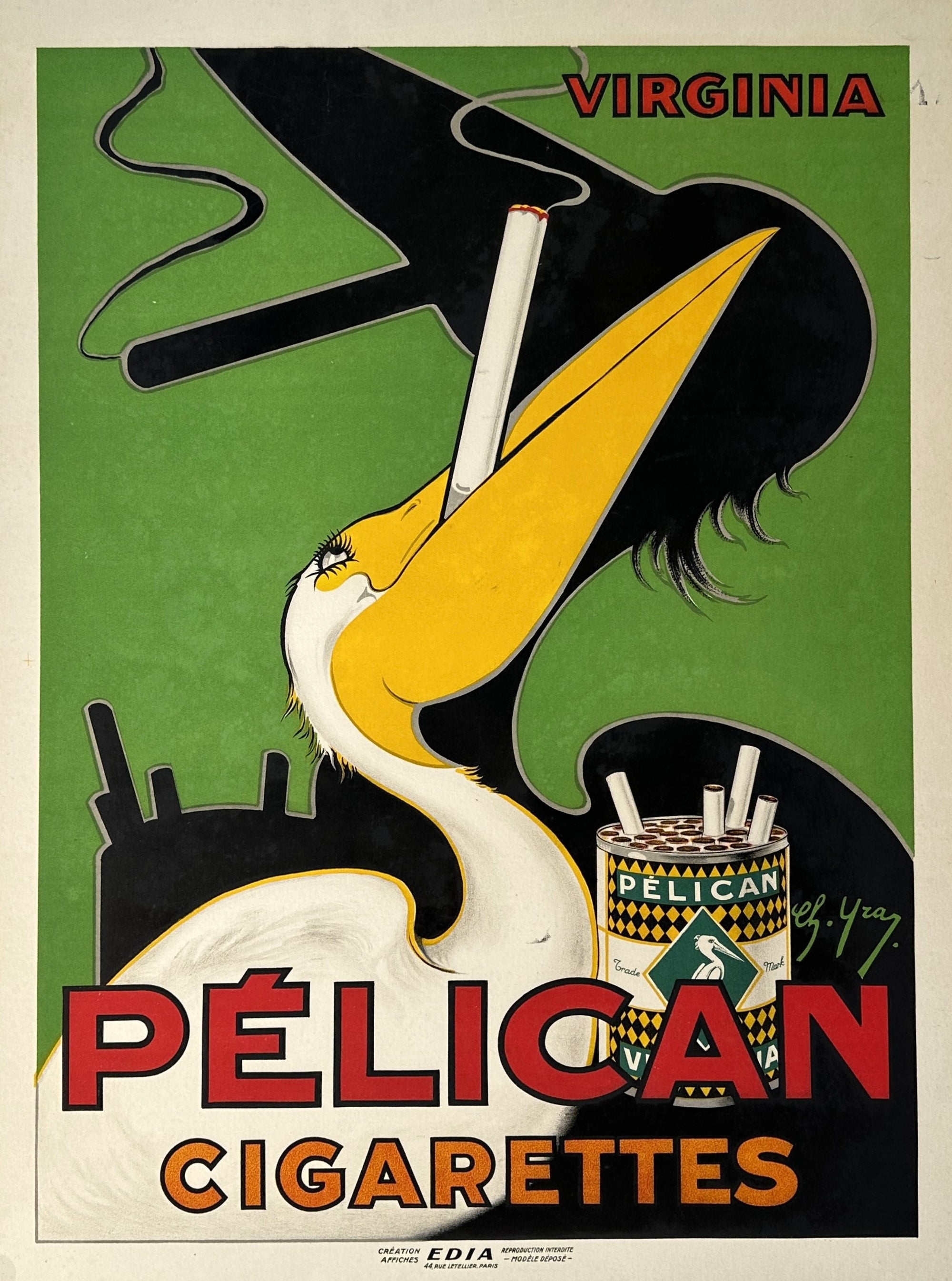 Pelican Cigarettes - Authentic Vintage Poster