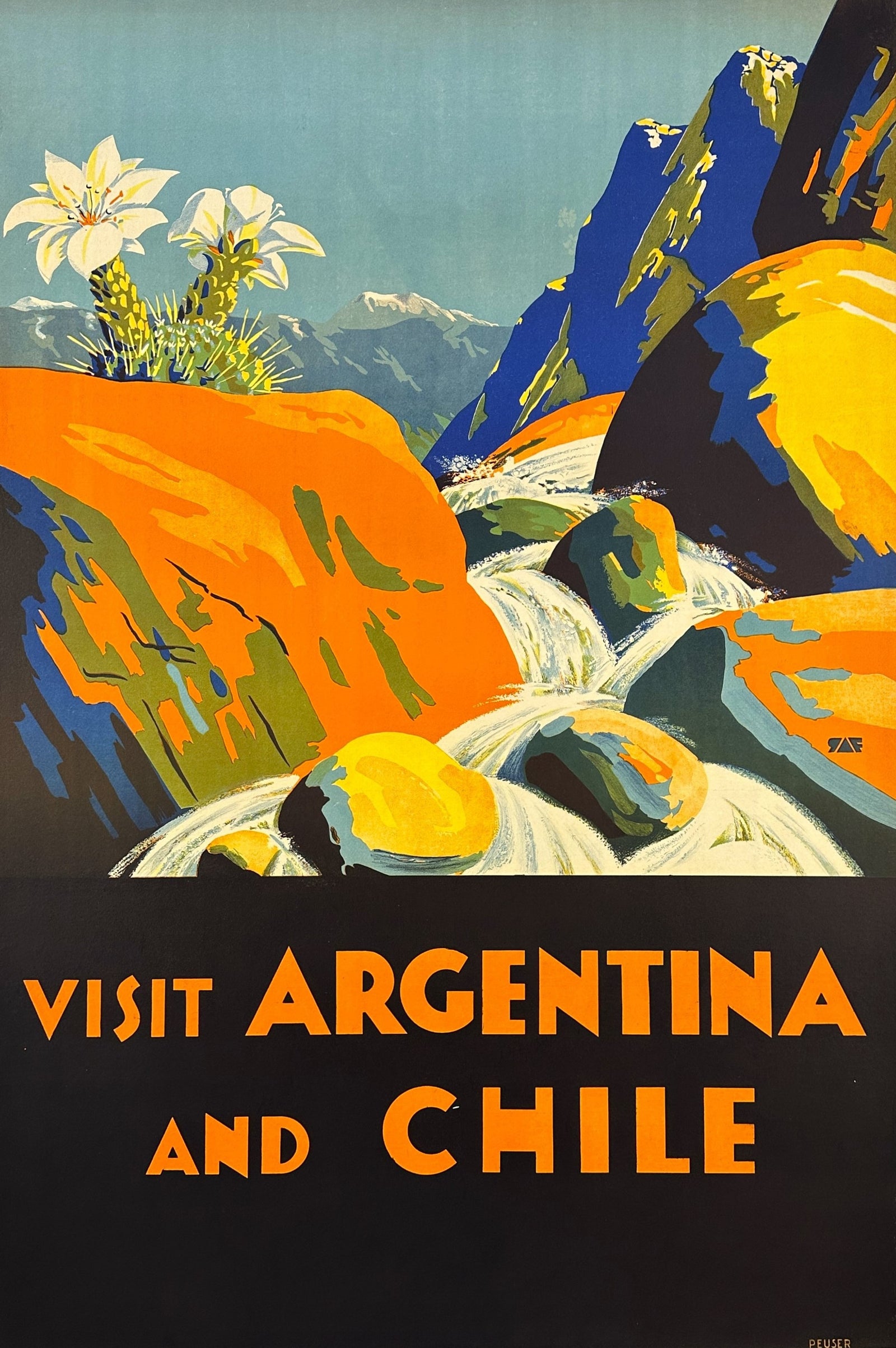 Visit Argentina and Chile - Authentic Vintage Poster