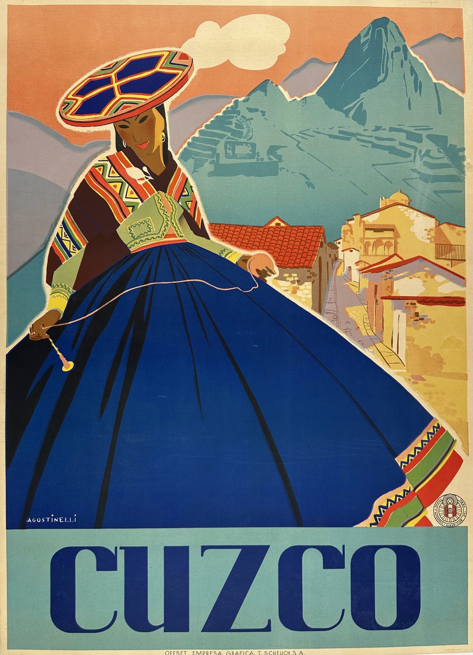 Visit Cuzco by Agostinelli - Authentic Vintage Poster