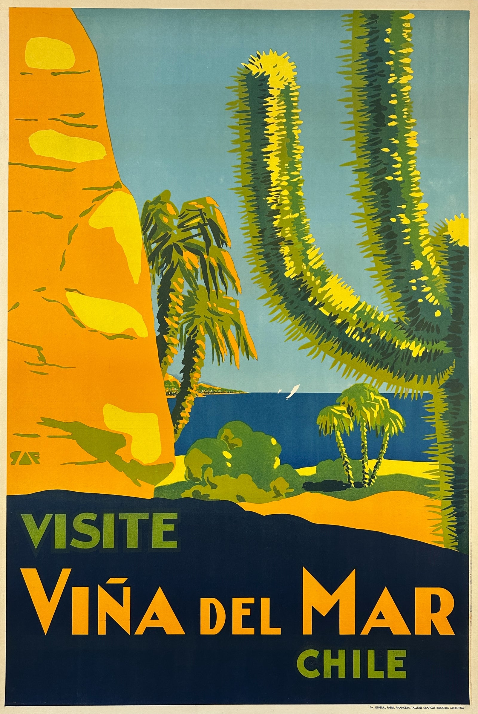 Visit Viña del Mar, Chile - Authentic Vintage Poster