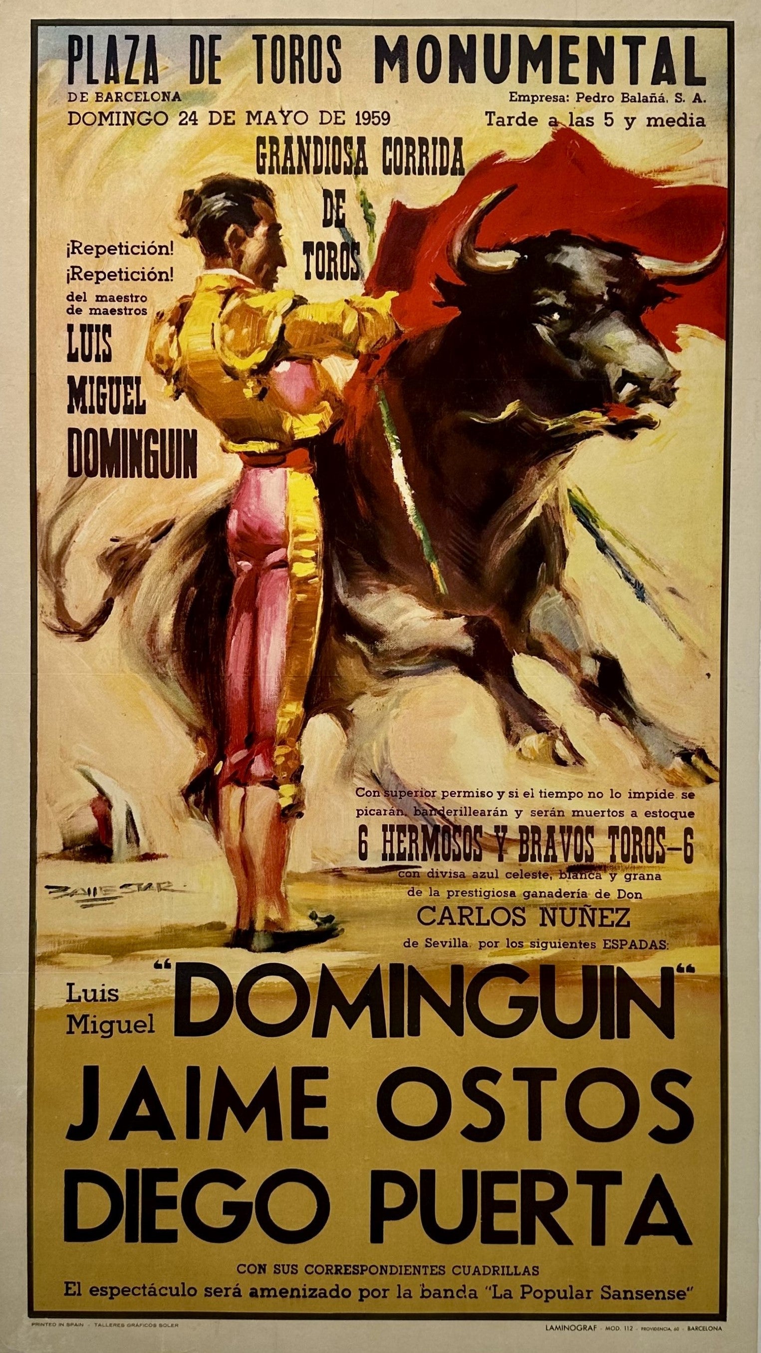 Plaza de Toros- Barcelona, Spain, Original Vintage Poster
